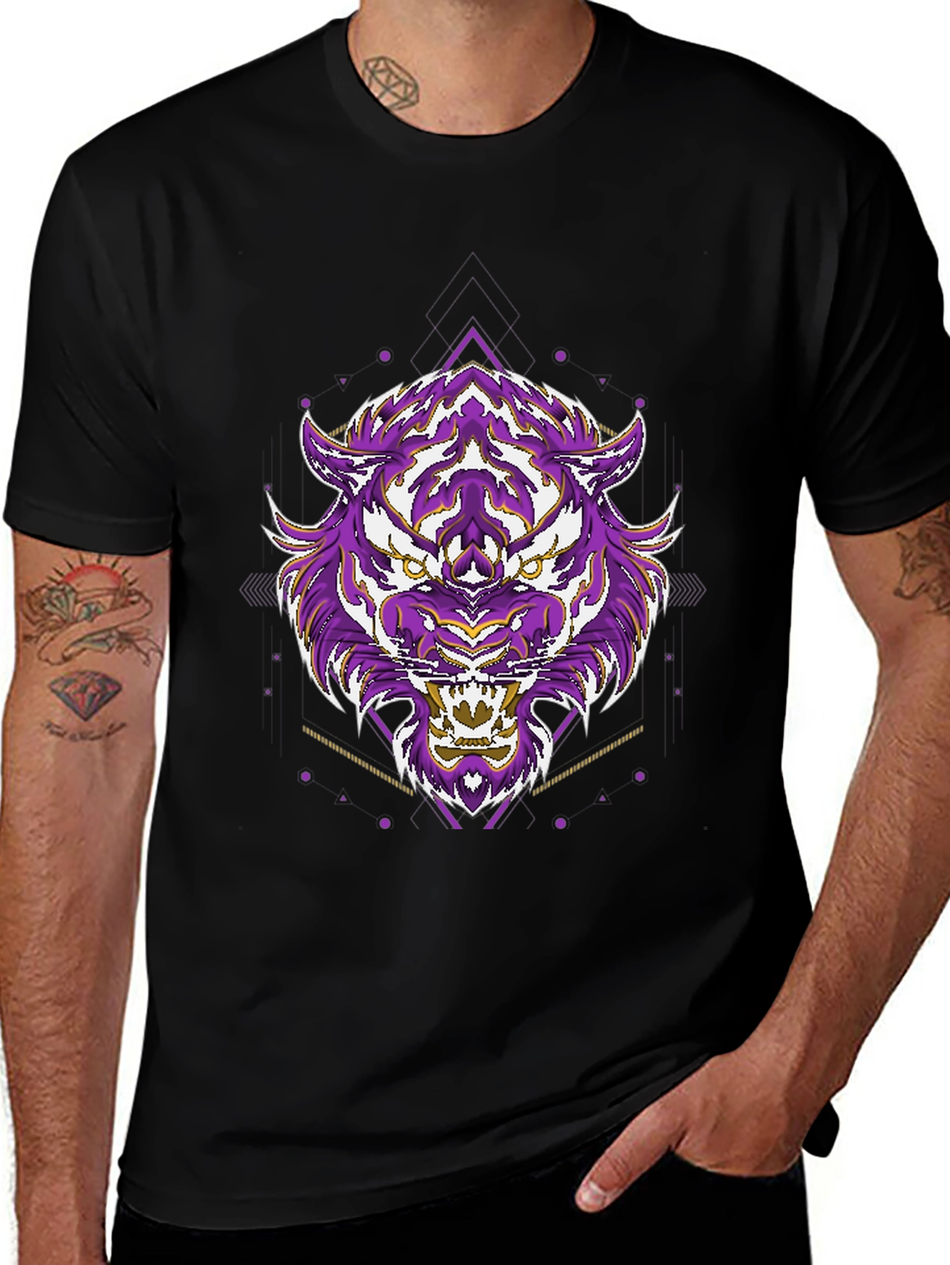 Variant 28 of Geometric Tiger Graphic Tee - Cool Streetwear