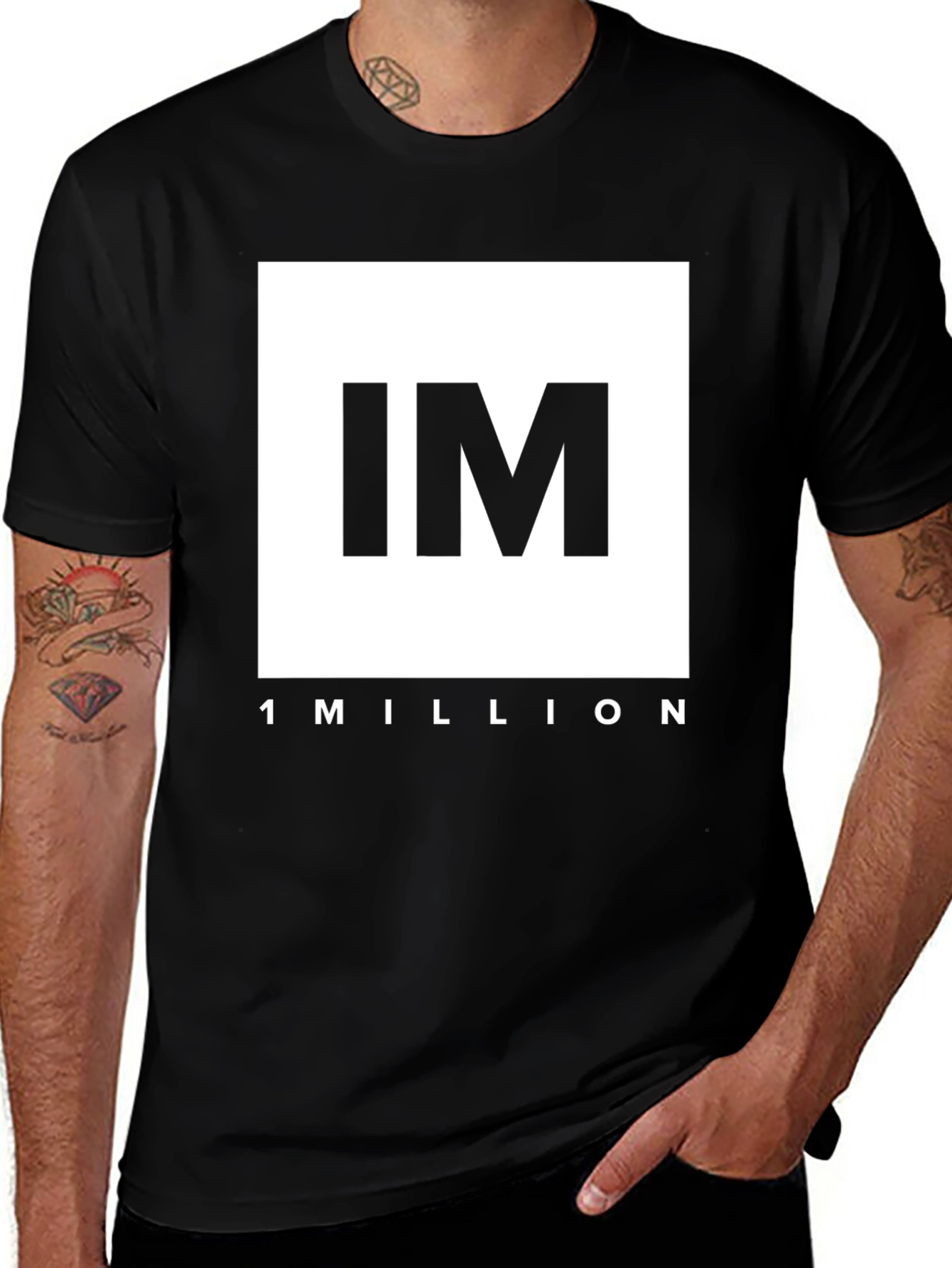 Variant 26 of IM 1 MILLION Black Graphic T-Shirt
