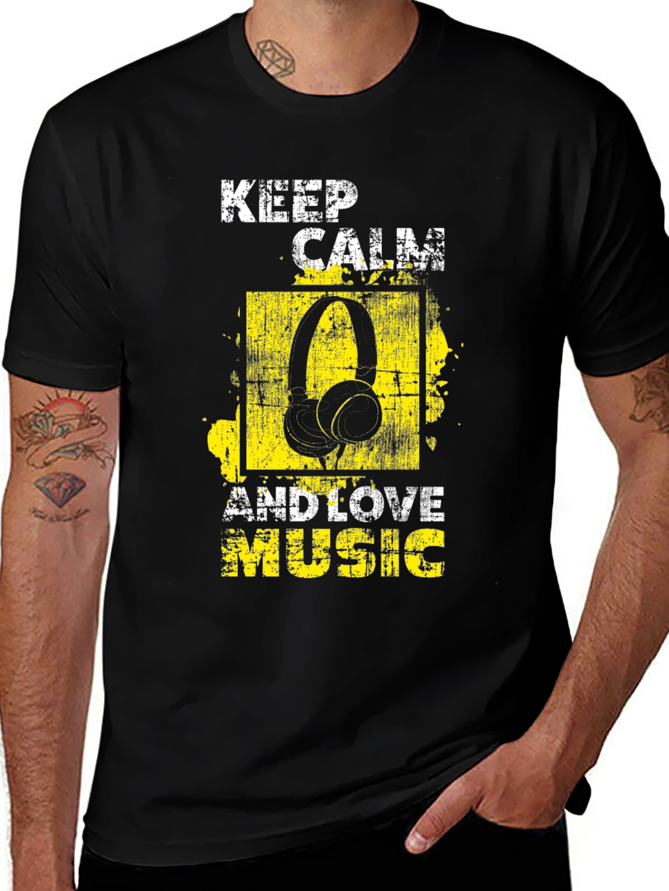 Variant 8 of Keep Calm & Love Music Graphic Tee - Black