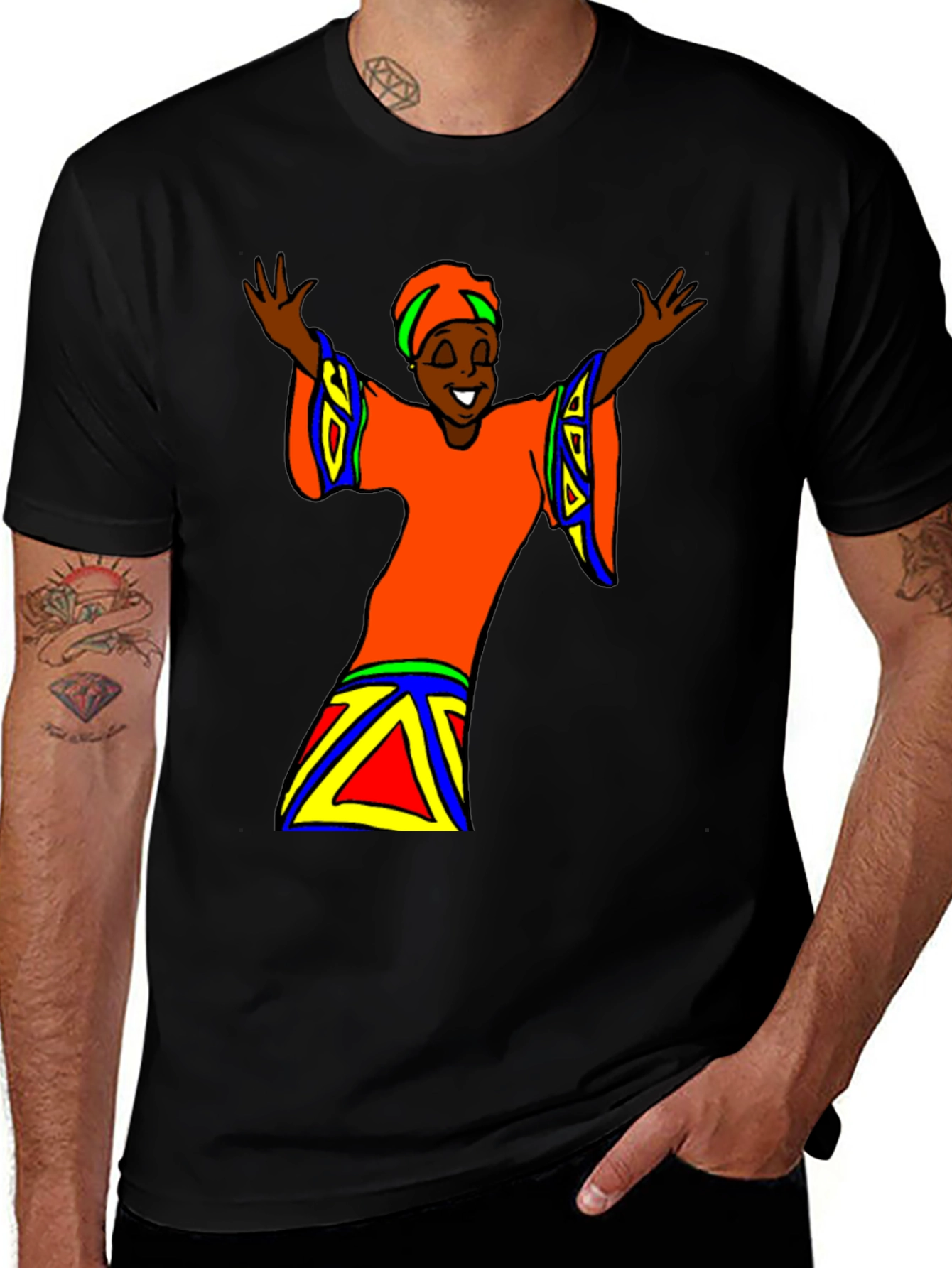 Variant 6 of Colorful Graphic Print Crew Neck T-Shirt