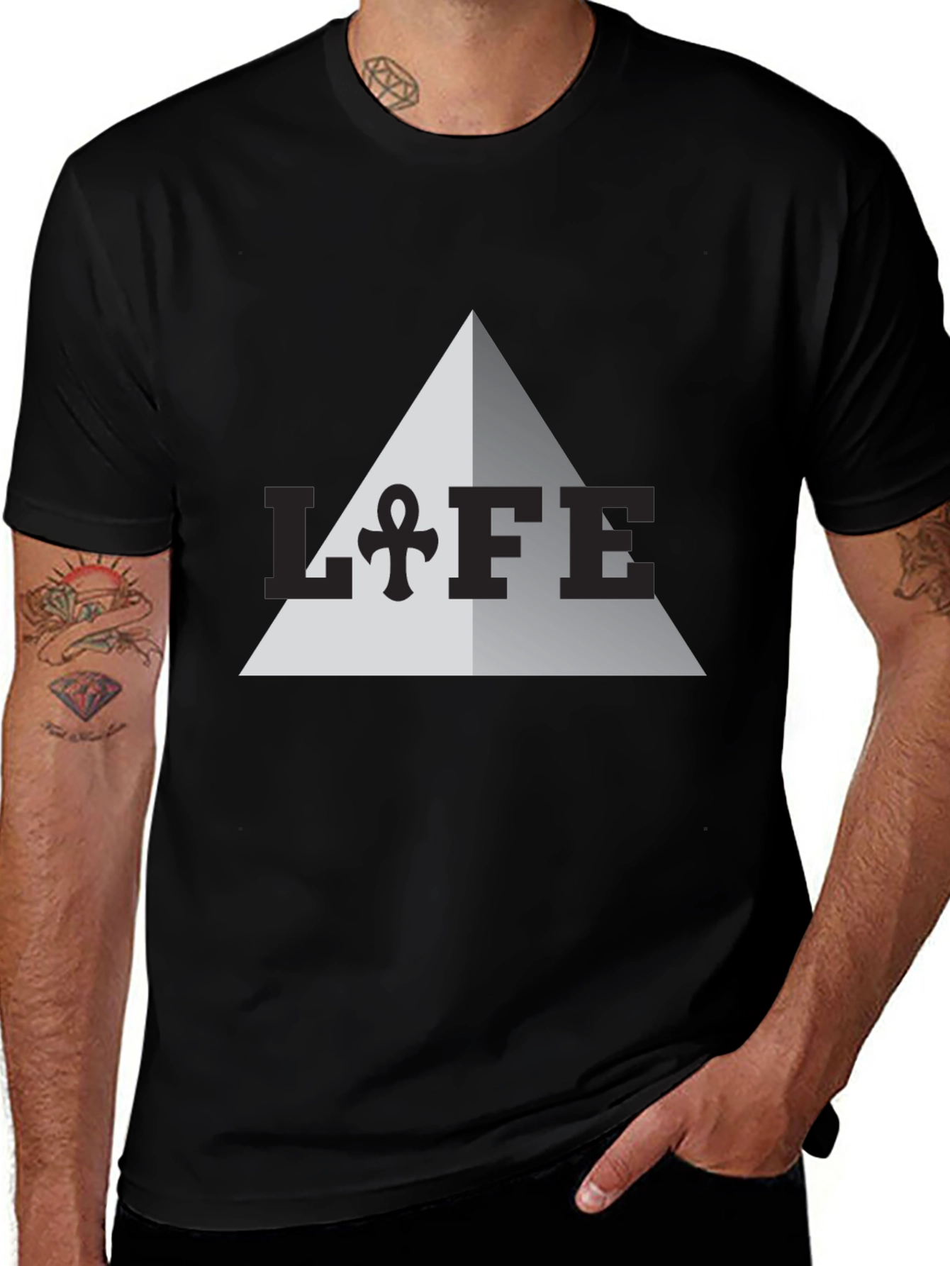 Variant 17 of Life Ankh Pyramid Black T-Shirt