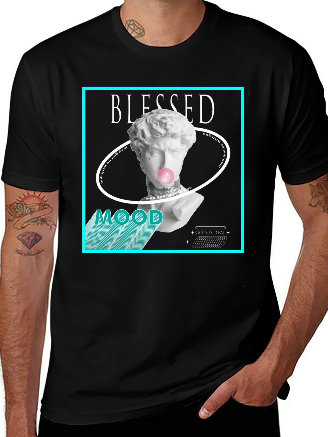 Variant 7 of Blessed Mood Graphic Tee - Black T-Shirt