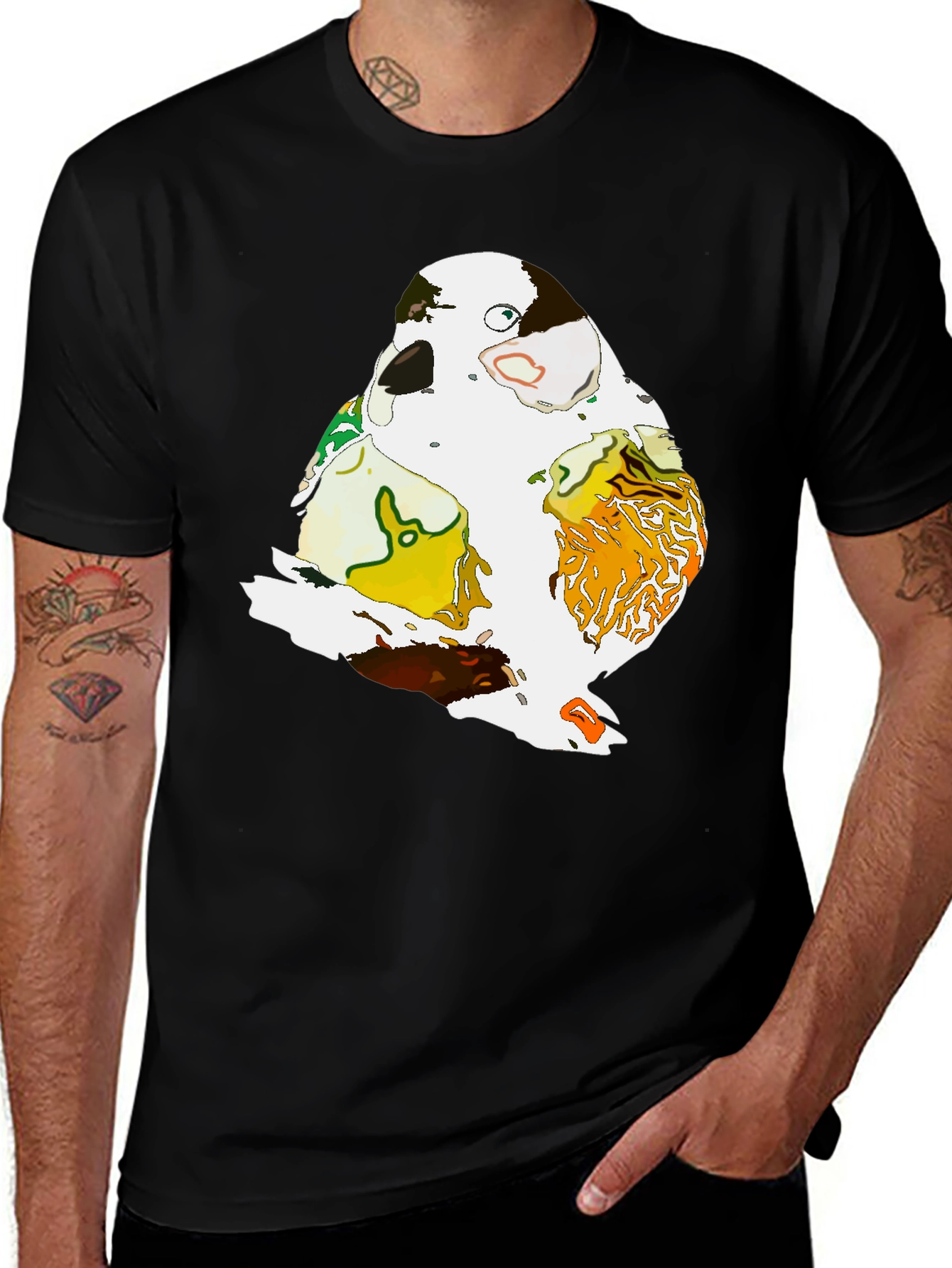Variant 24 of Abstract Parrot Graphic Tee - Black T-Shirt