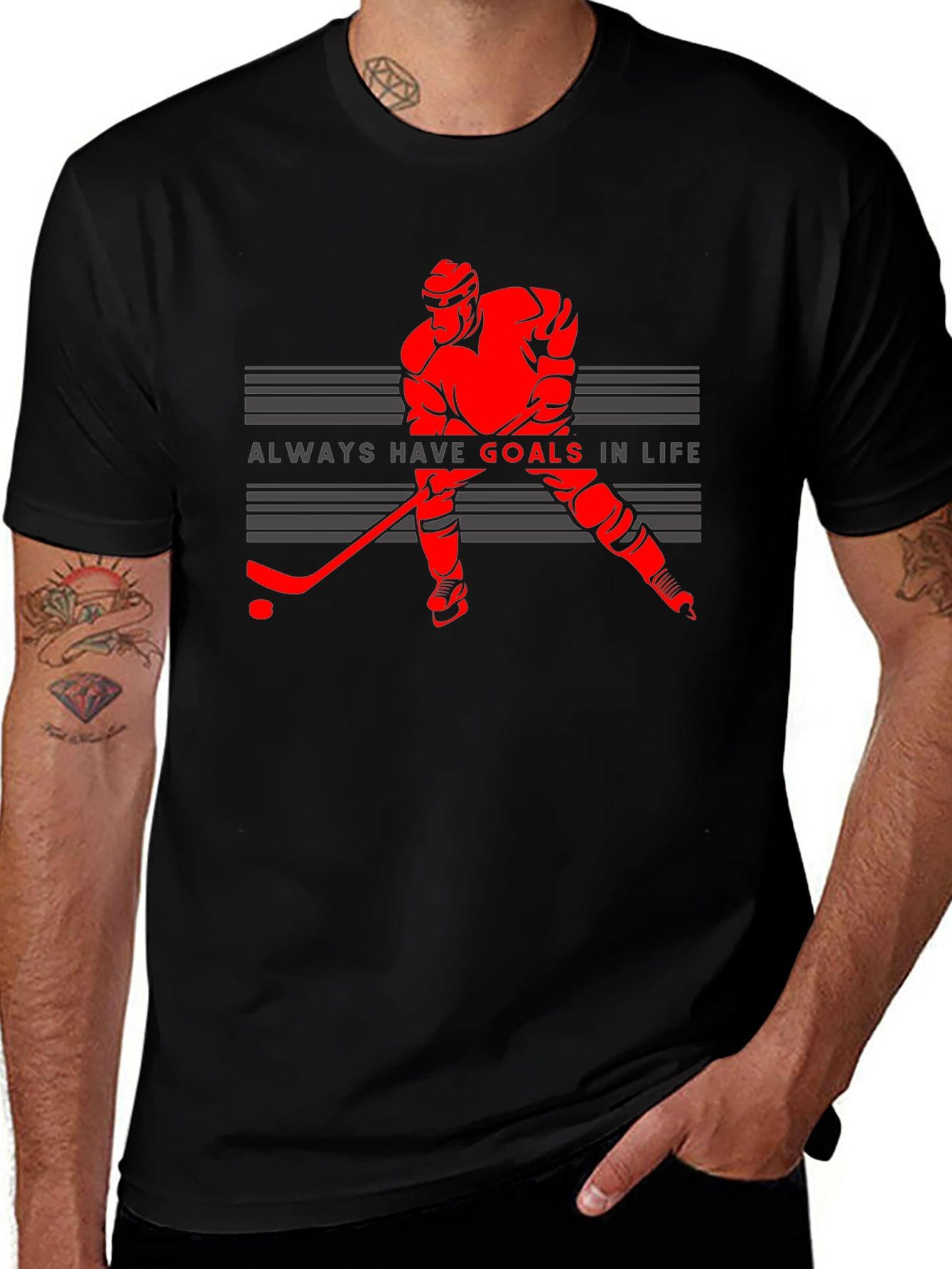 Variant 22 of Hockey Goals Graphic Tee - Black