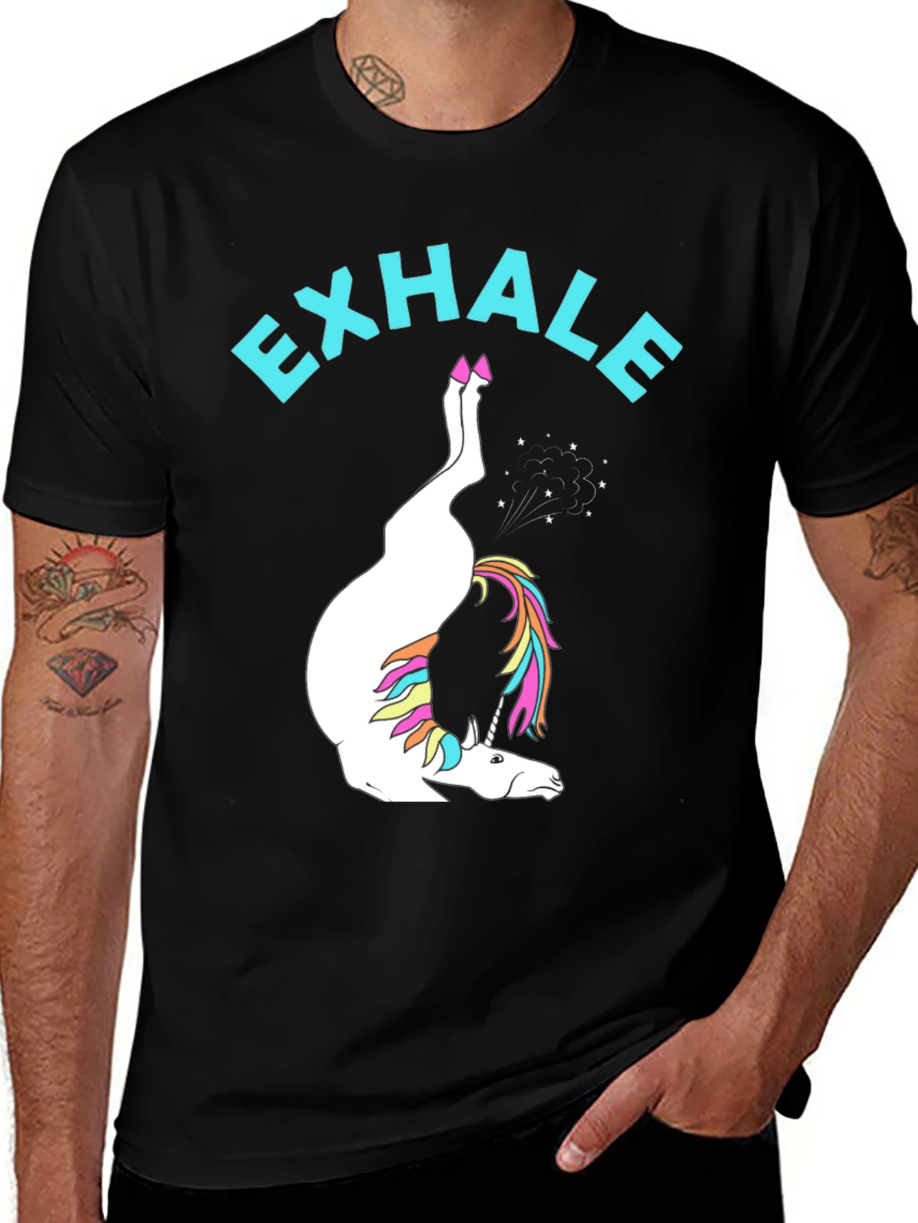 Variant 22 of Exhale Unicorn Black T-Shirt