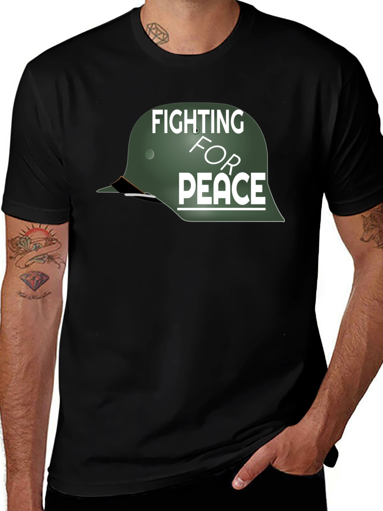 Variant 19 of Fighting For Peace Helmet Graphic T-Shirt