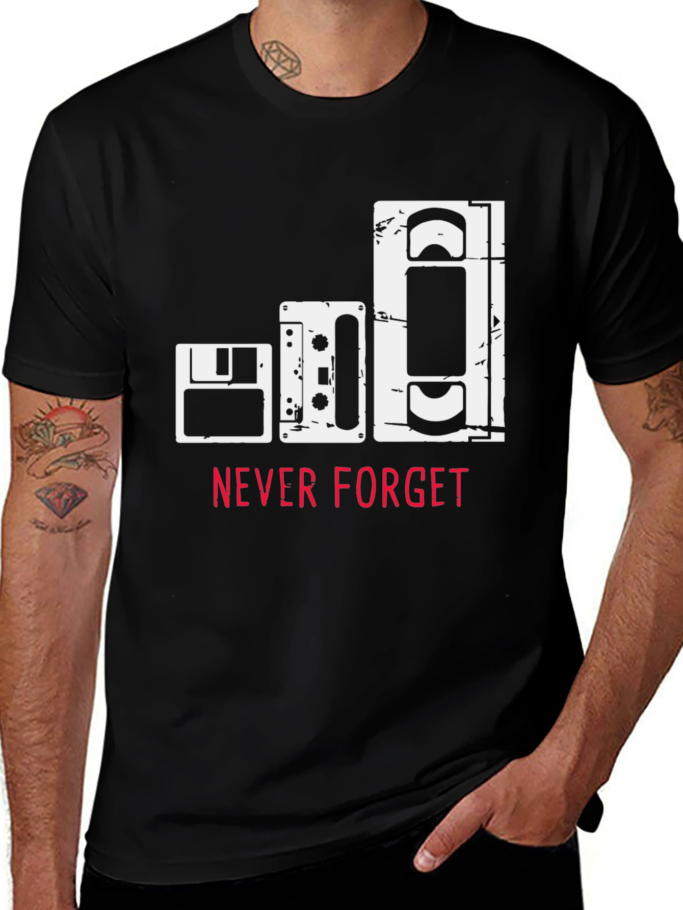Variant 24 of Retro Media Black T-Shirt - Never Forget