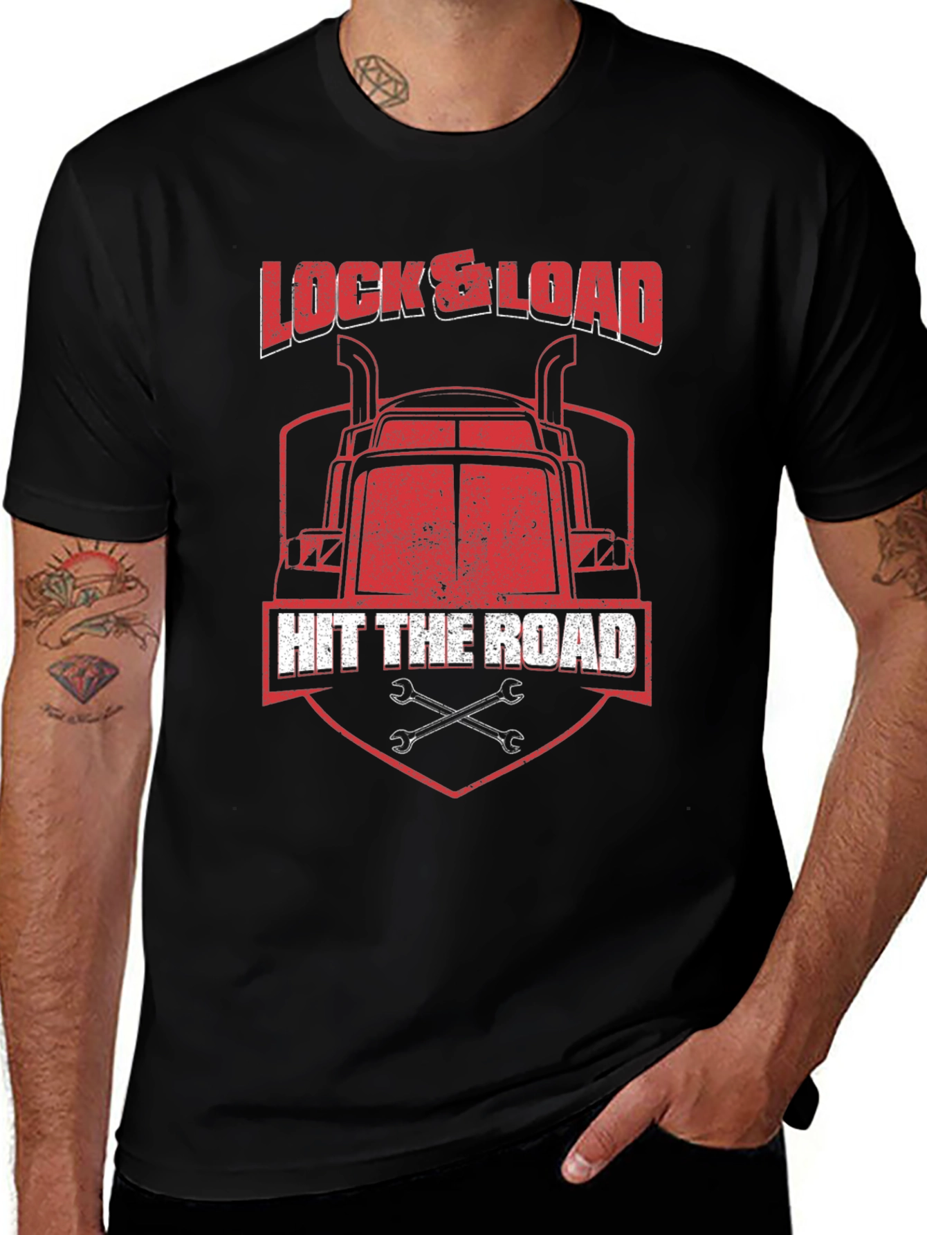 Variant 7 of Lock & Load Hit The Road Trucker Graphic T-Shirt