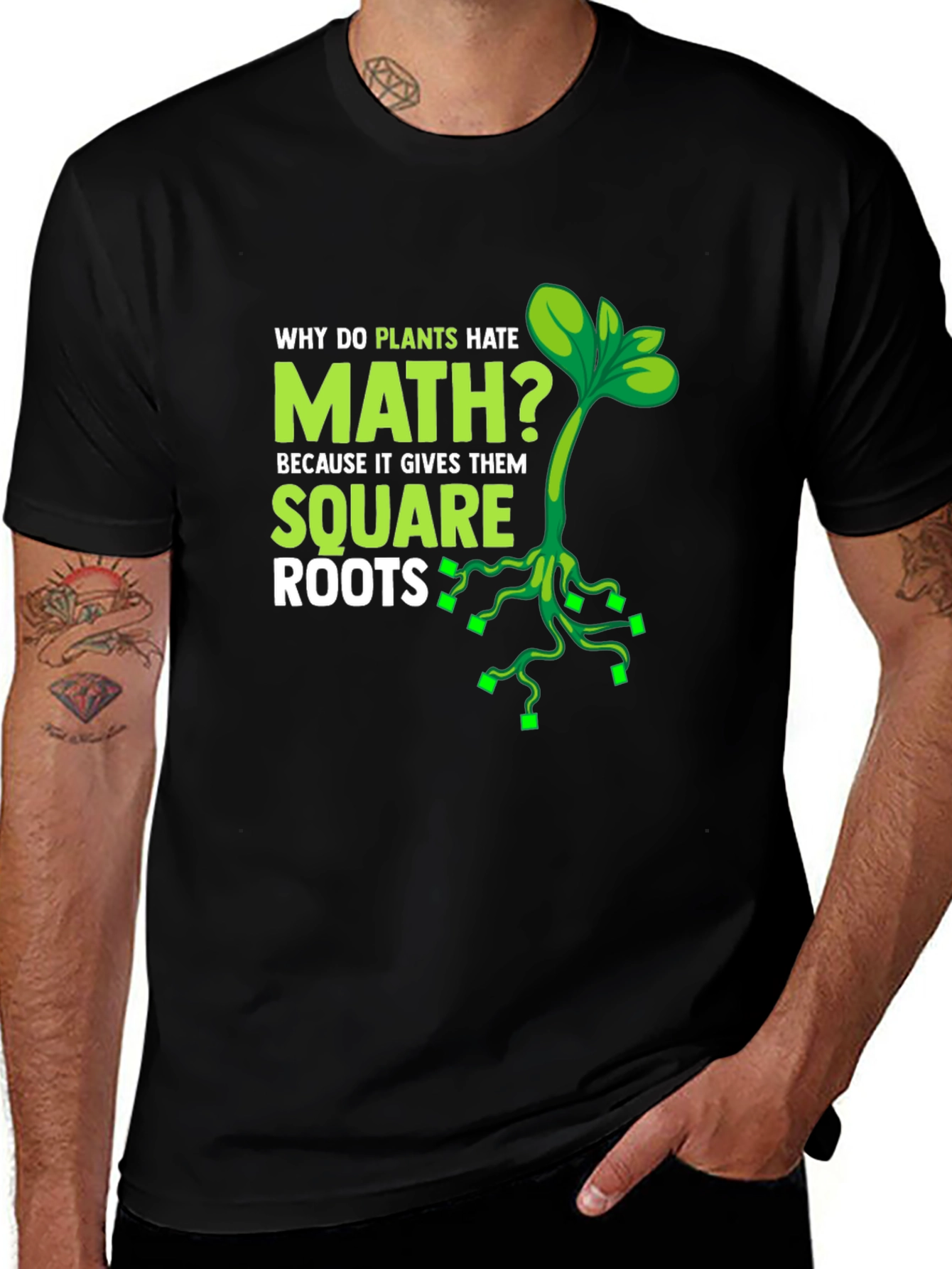 Variant 2 of Why Do Plants Hate Math T-Shirt - Square Roots Pun