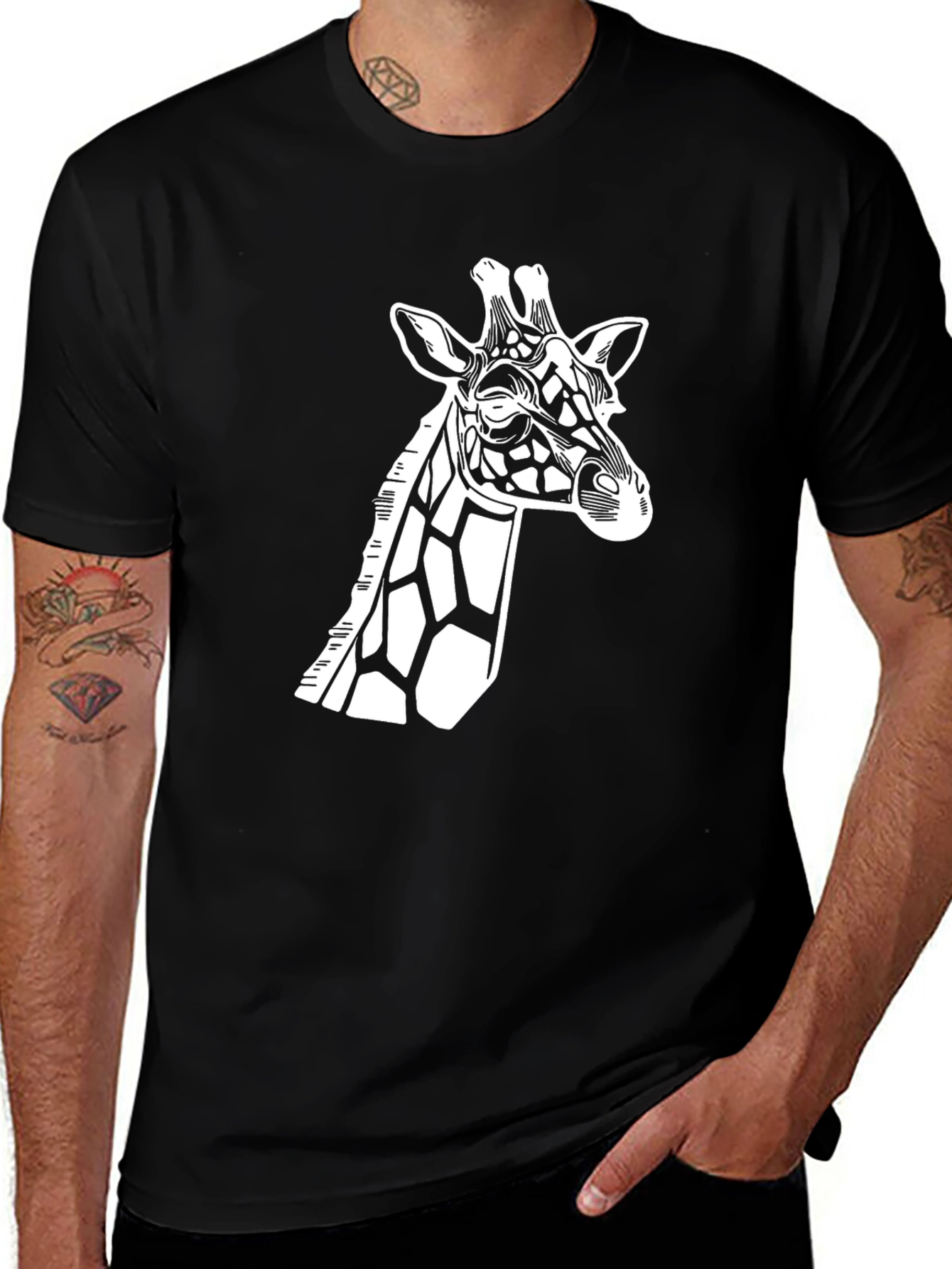 Variant 22 of Geometric Giraffe Black T-Shirt