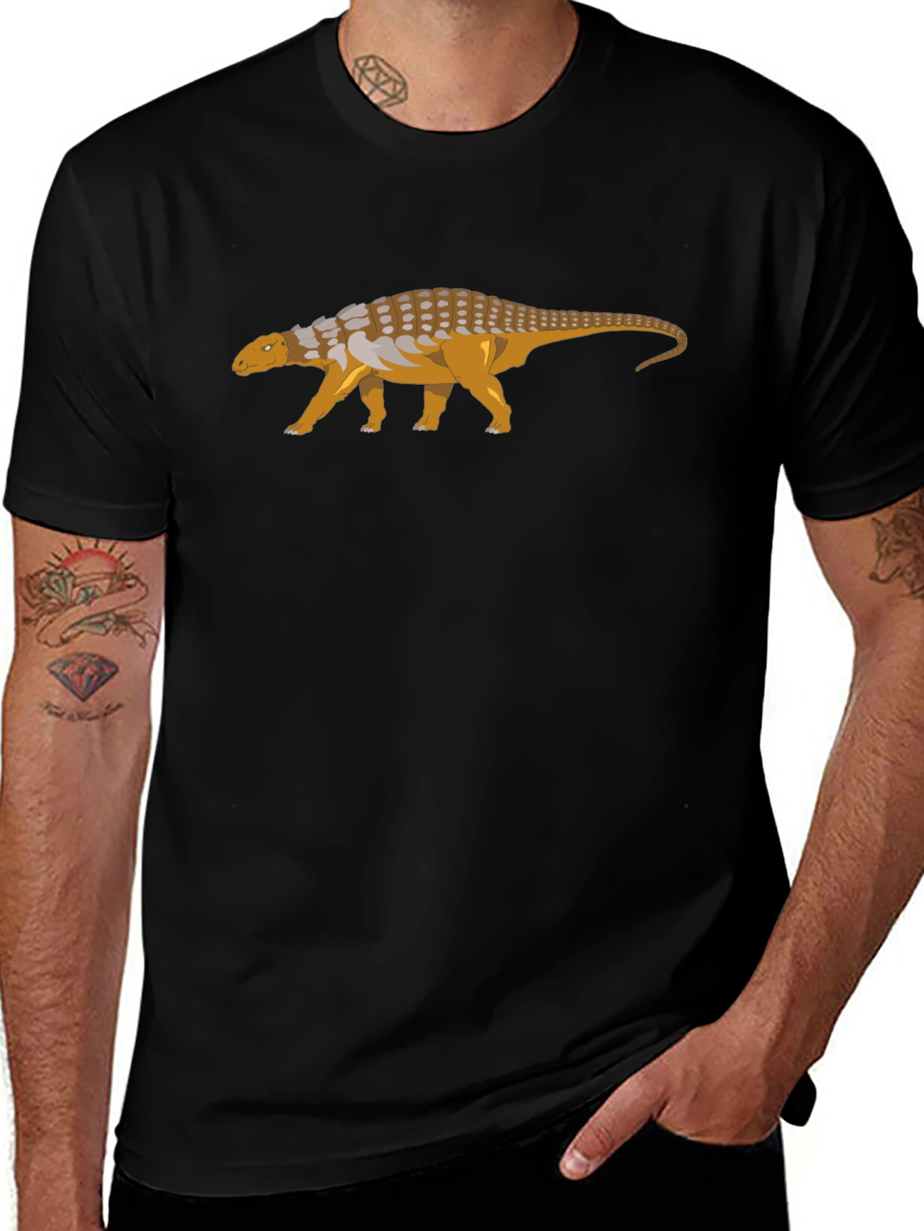 Ankylosaurus Dinosaur Graphic Tee - Black