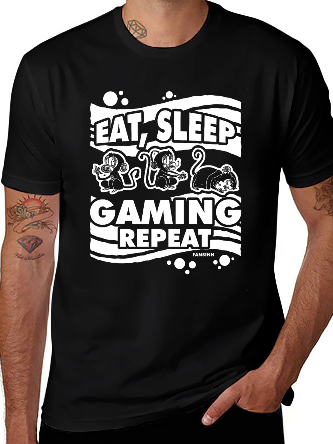 Variant 4 of Eat Sleep Gaming Repeat Black T-Shirt