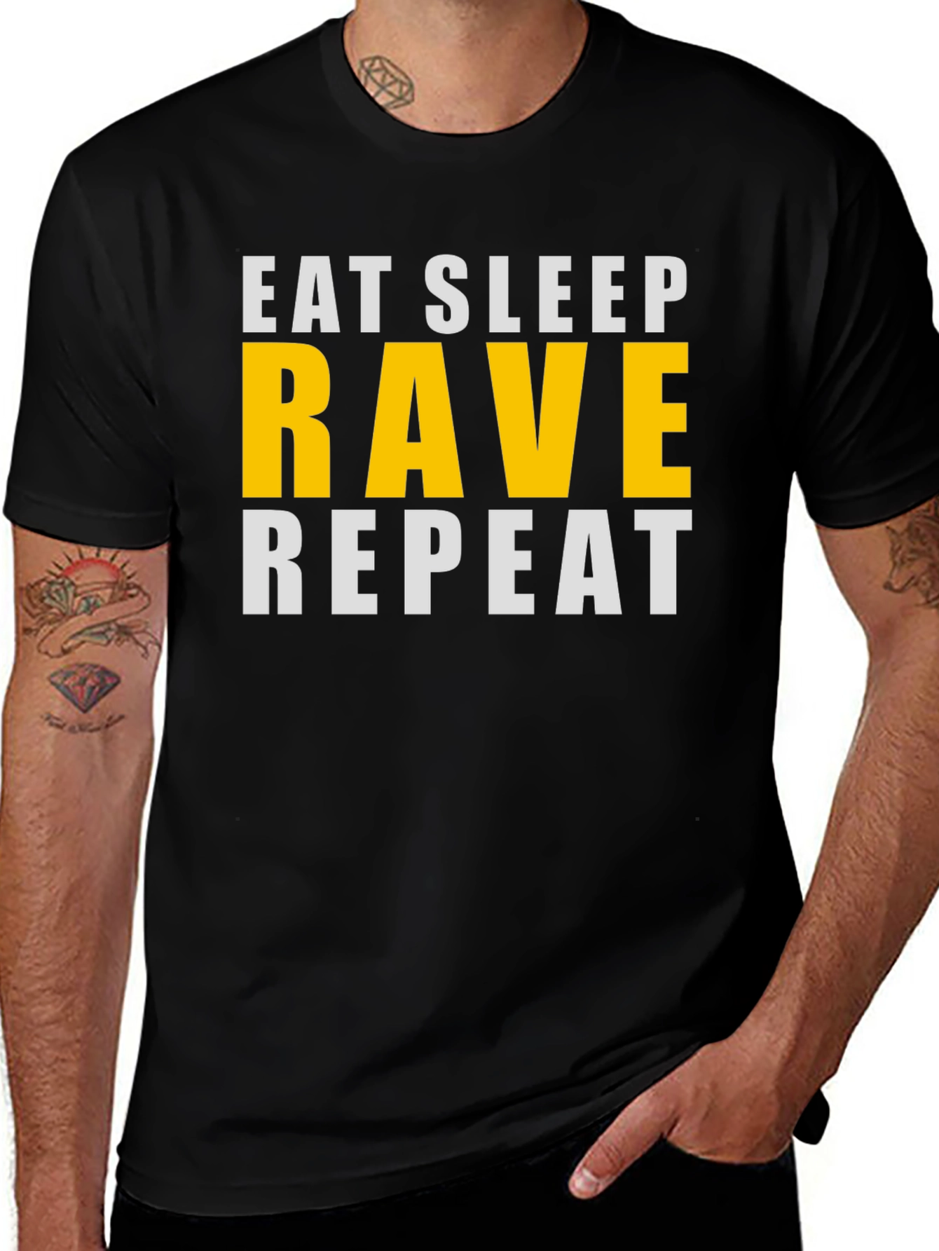 Variant 7 of Eat Sleep Rave Repeat Graphic Tee - EDM Party Shirt