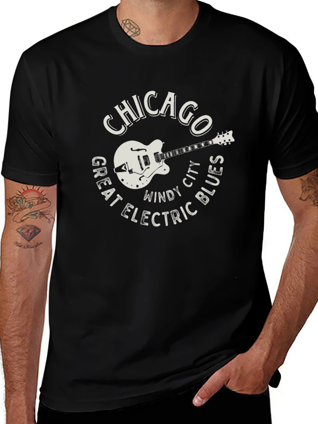 Variant 27 of Chicago Electric Blues Guitar T-Shirt - Windy City Tee