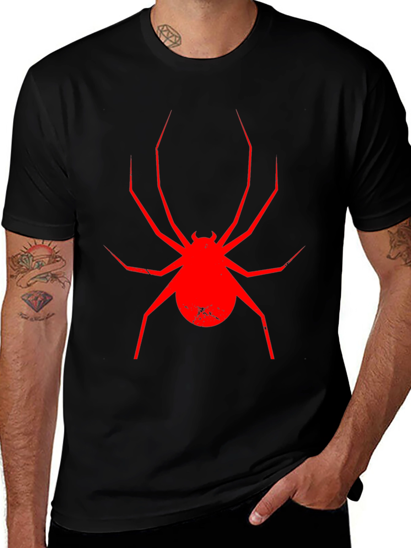 Red Spider Graphic Black T-Shirt
