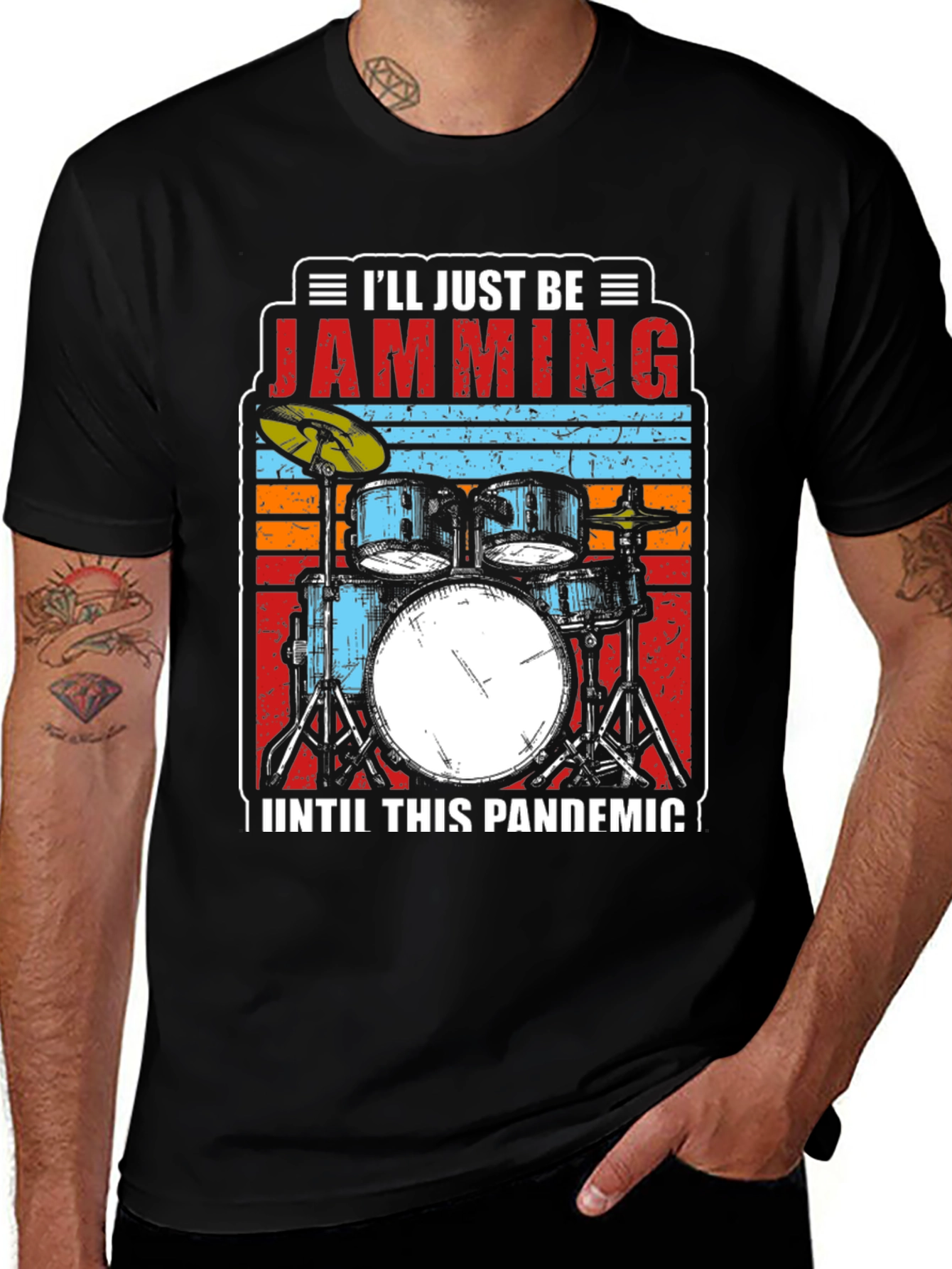 Variant 13 of Jamming Pandemic T-Shirt - Musician Drummer Tee