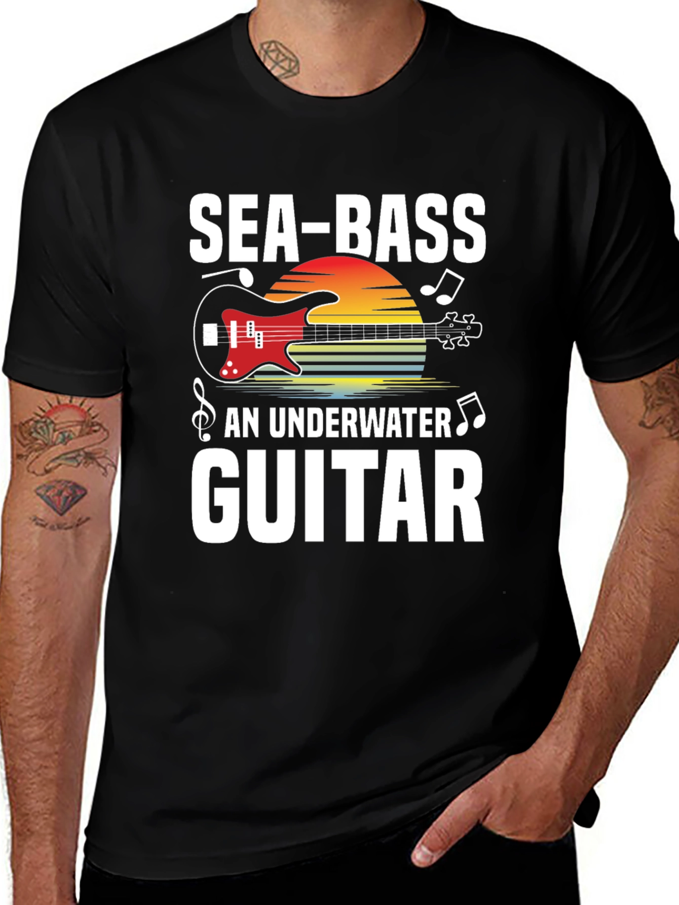 Sea-Bass Underwater Guitar T-Shirt - Music Lover Tee