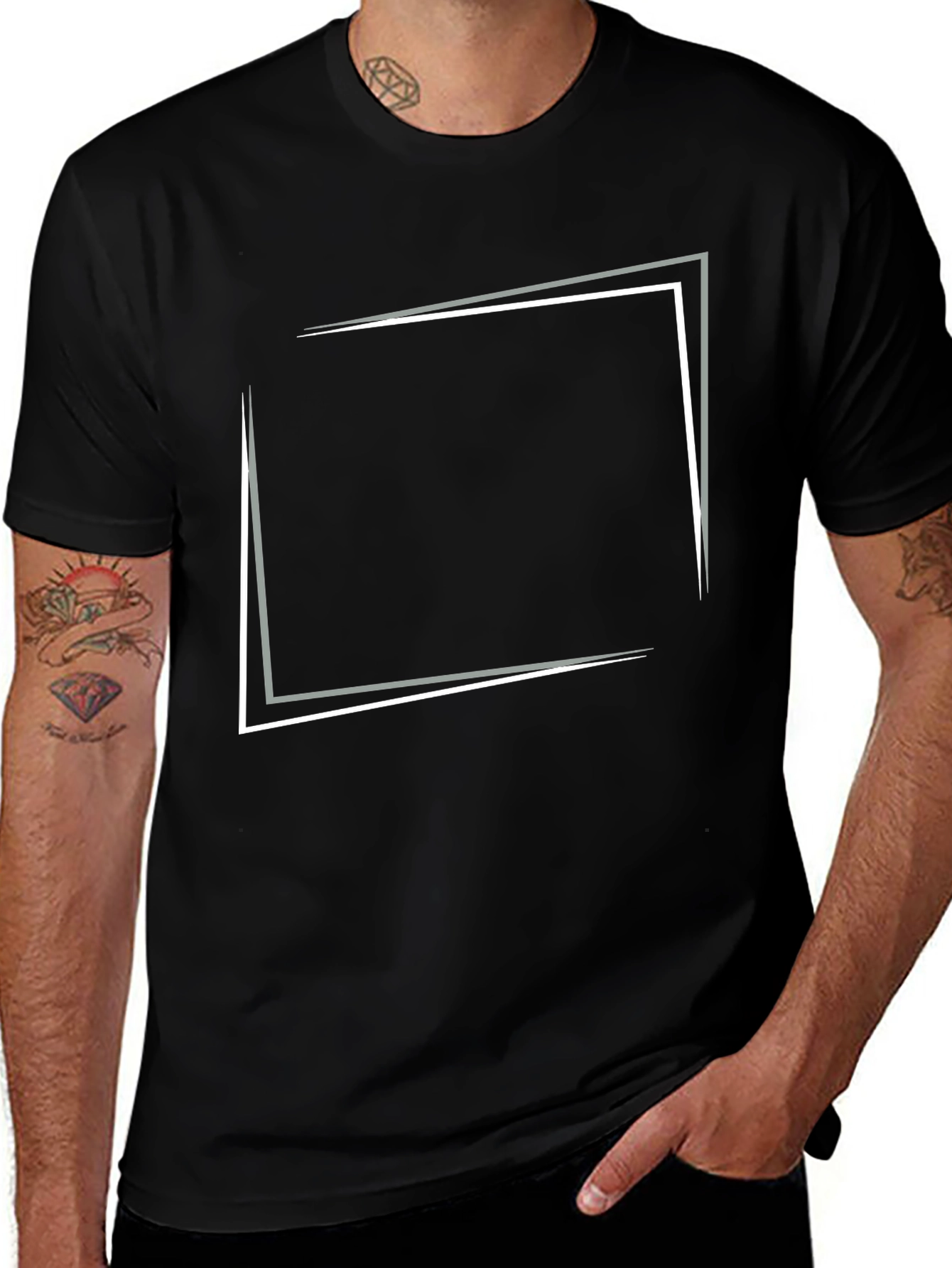 Variant 28 of Modern Graphic Tee - Black Square Design