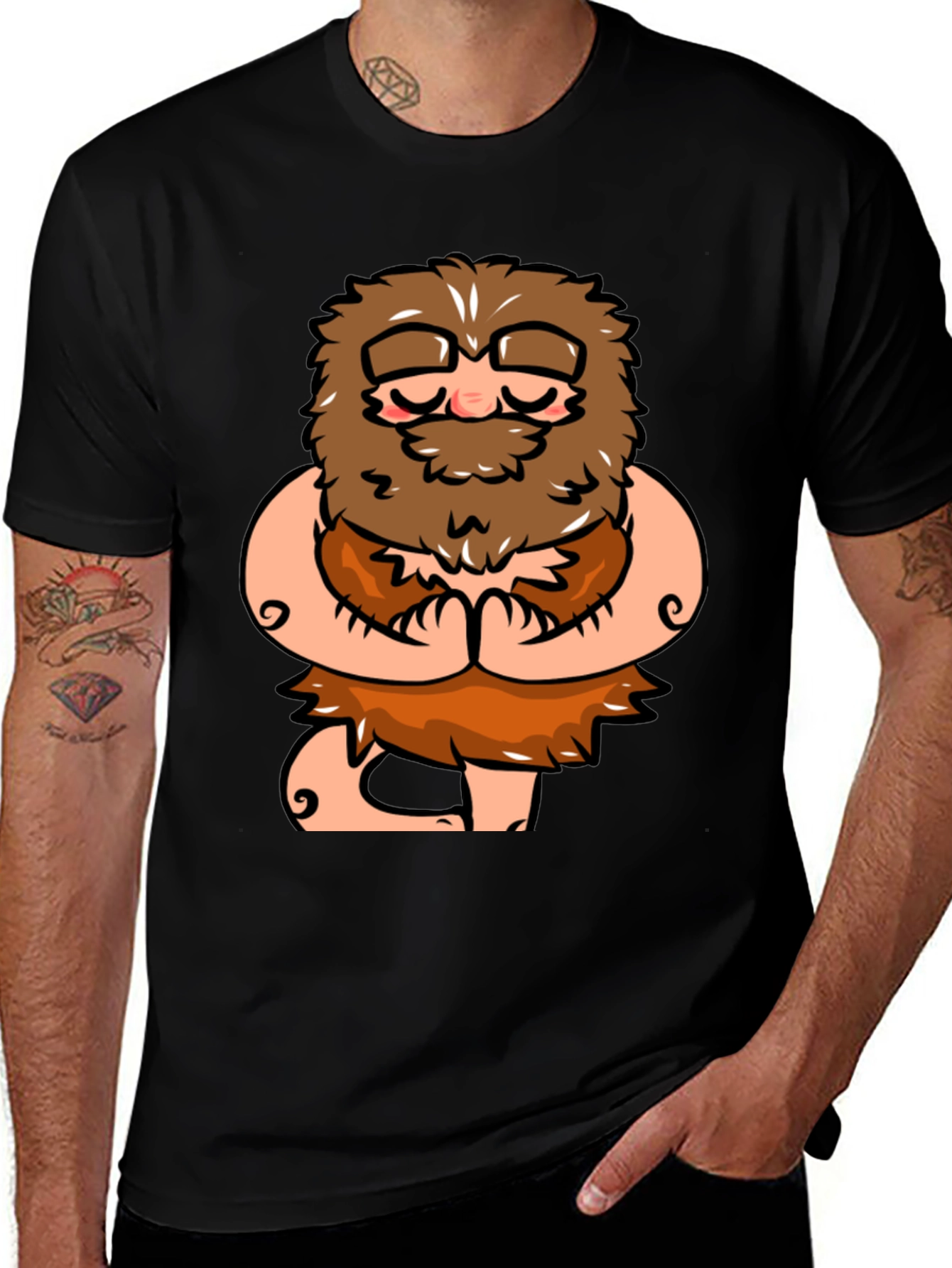 Variant 13 of Caveman Yoga Meditation Graphic Tee