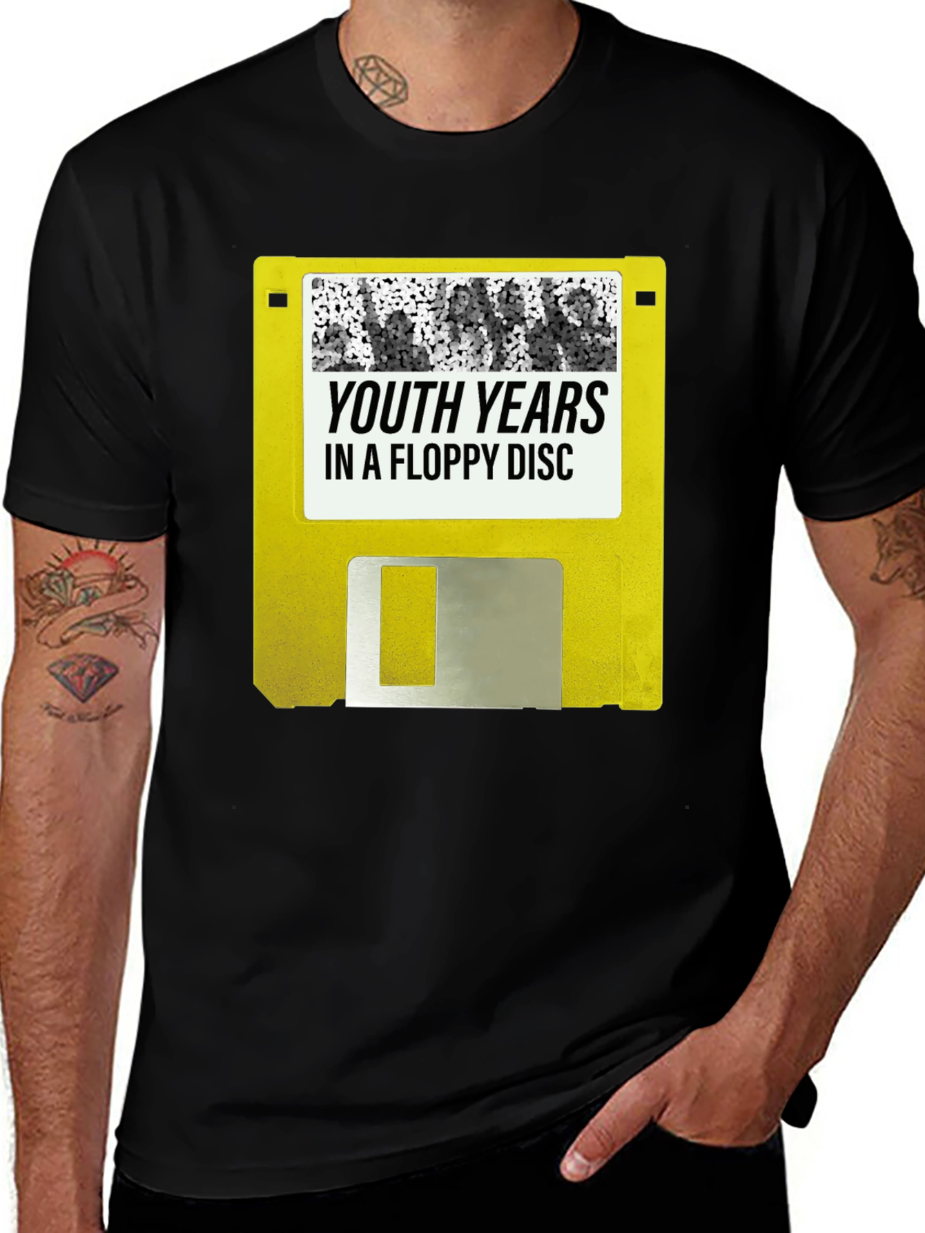 Variant 2 of Retro Youth Years Floppy Disc Graphic Tee