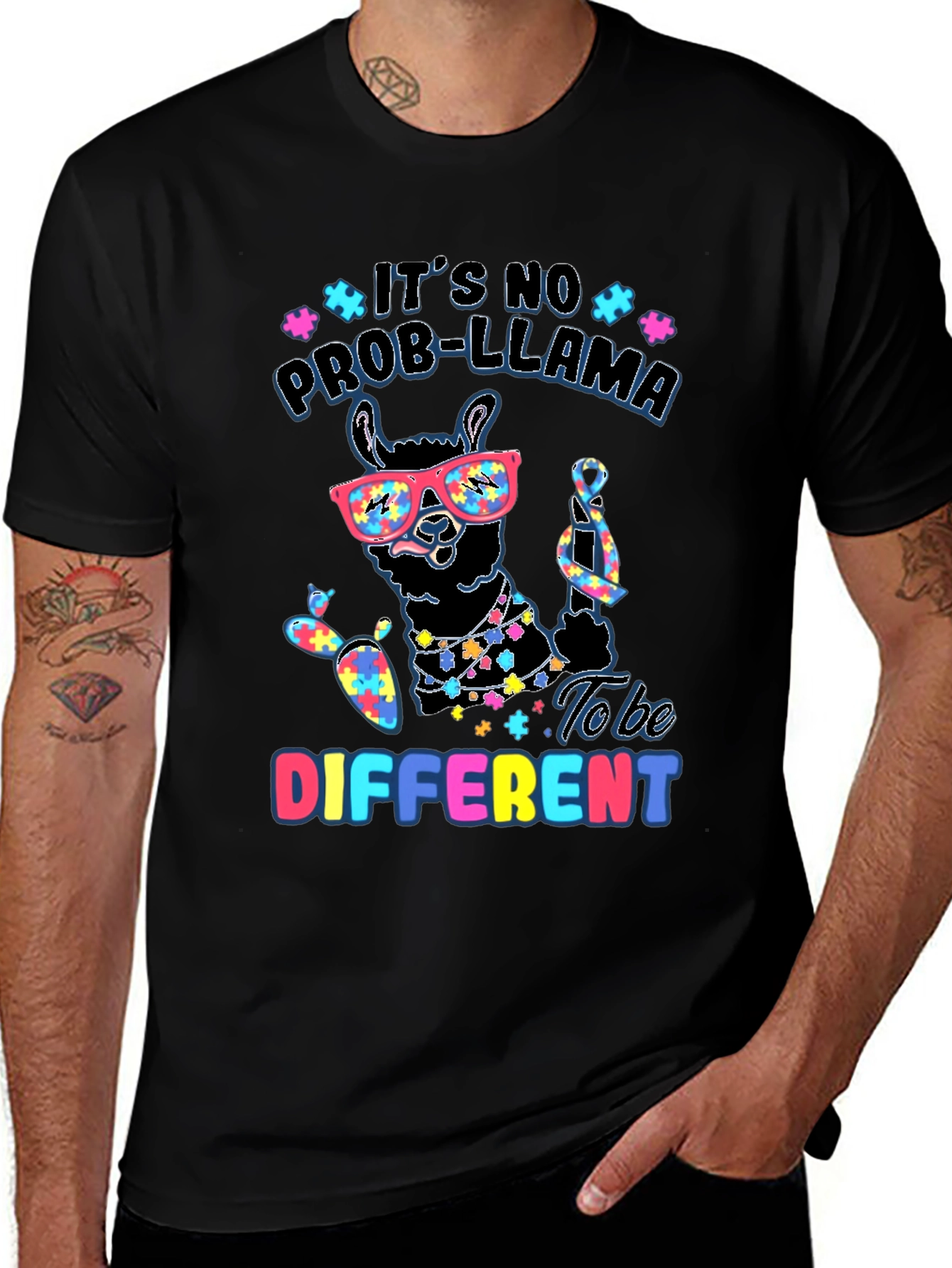 It's No Prob-Llama to Be Different Autism Awareness T-Shirt