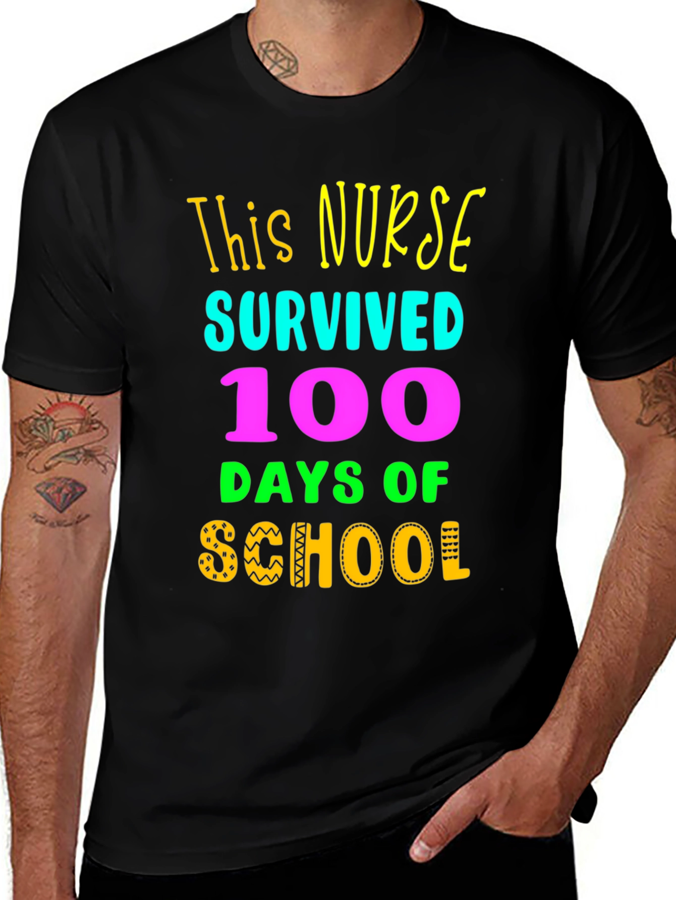 Variant 5 of Nurse Survived 100 Days of School T-Shirt