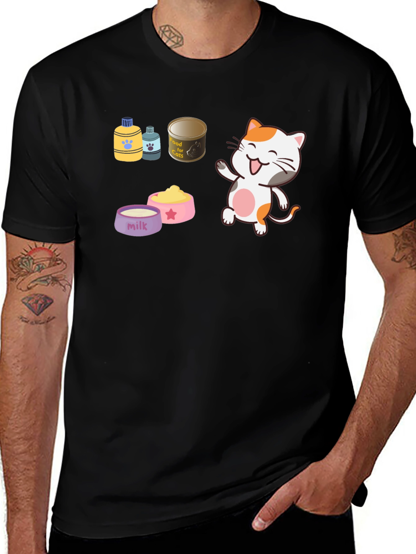 Variant 29 of Cute Cartoon Cat Lover Black T-Shirt