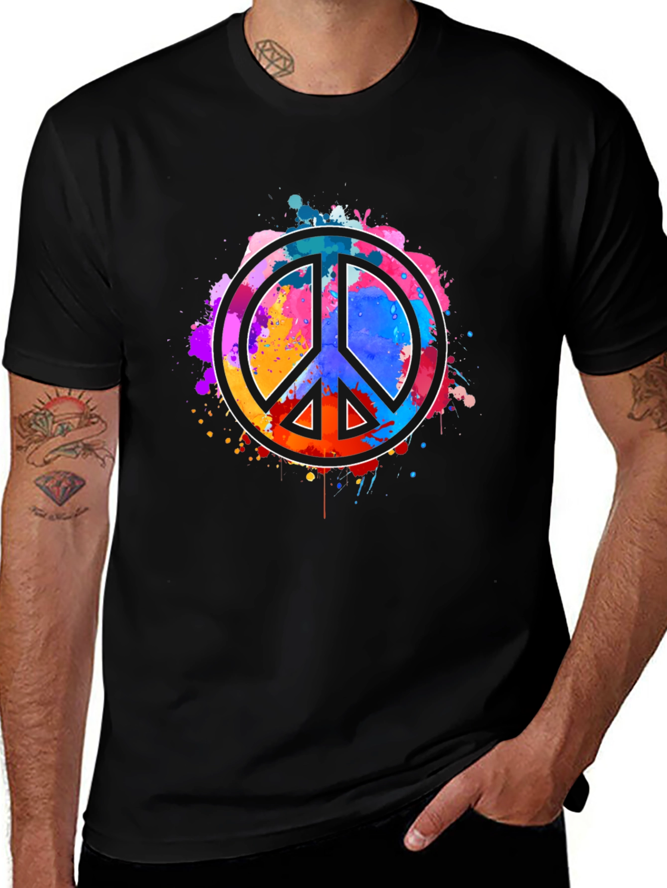 Variant 8 of Peace Sign Graphic T-Shirt - Colorful Design