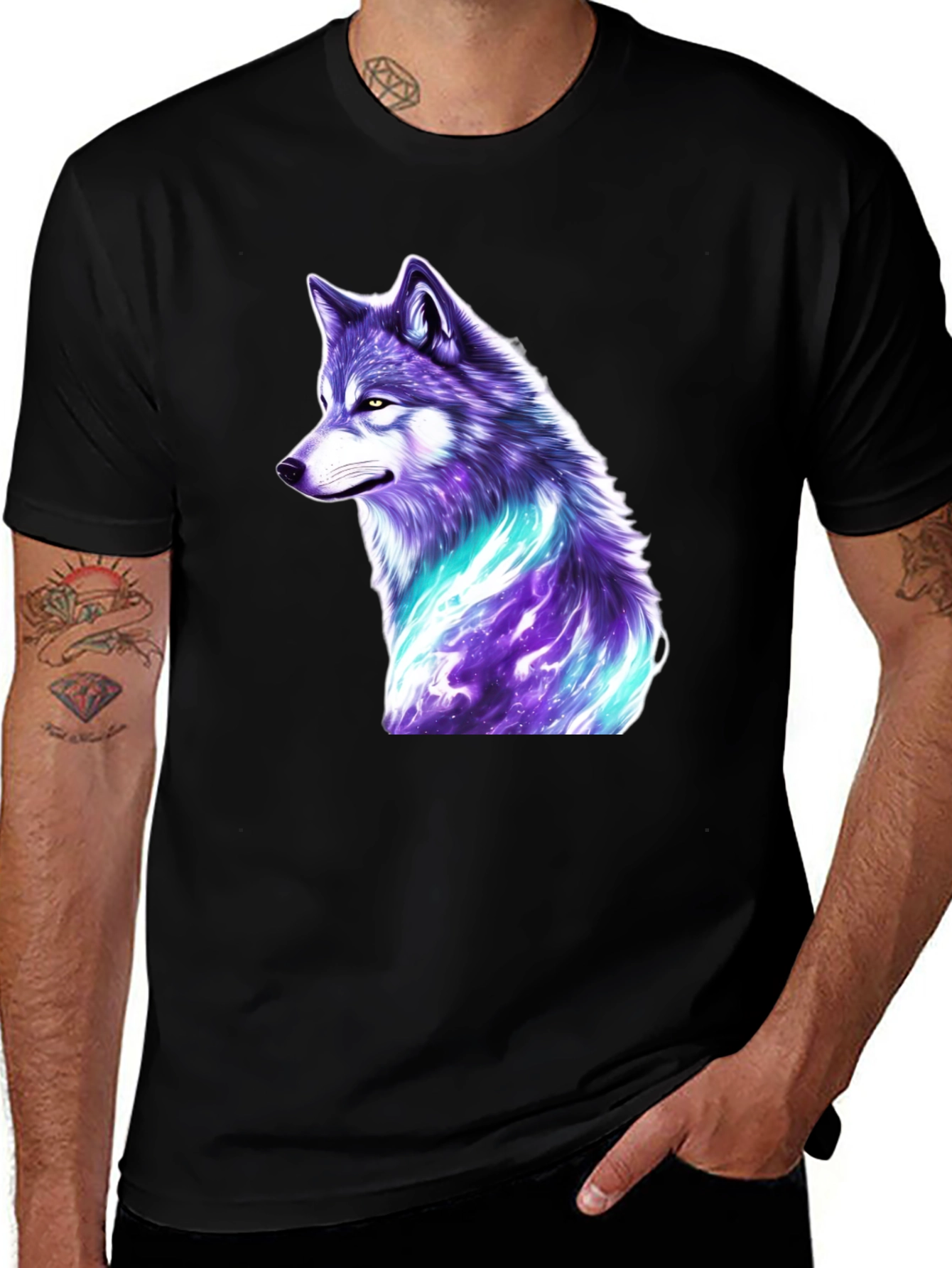 Variant 15 of Mystic Wolf Graphic T-Shirt - Black