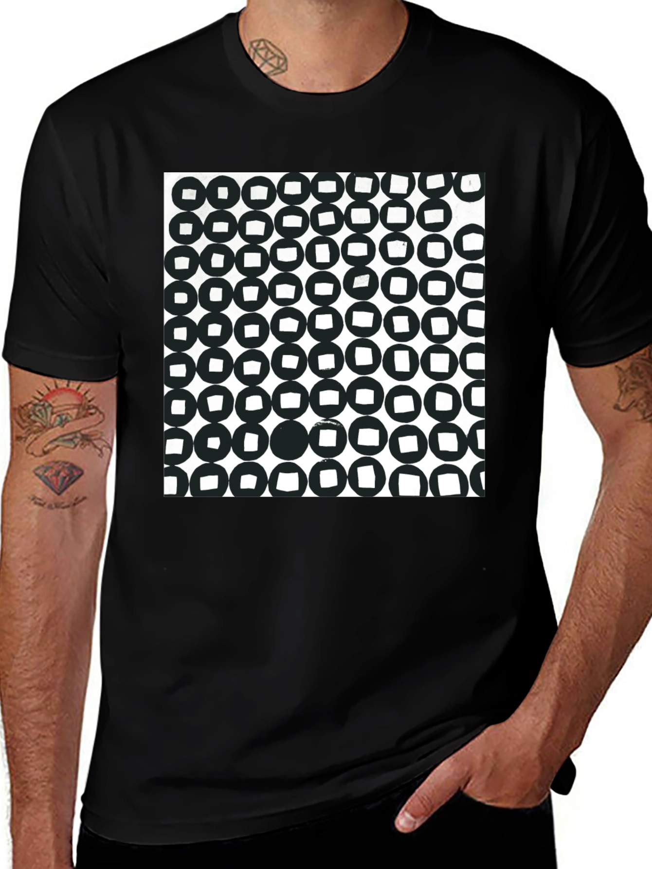 Variant 9 of Abstract Circle Pattern Black T-Shirt