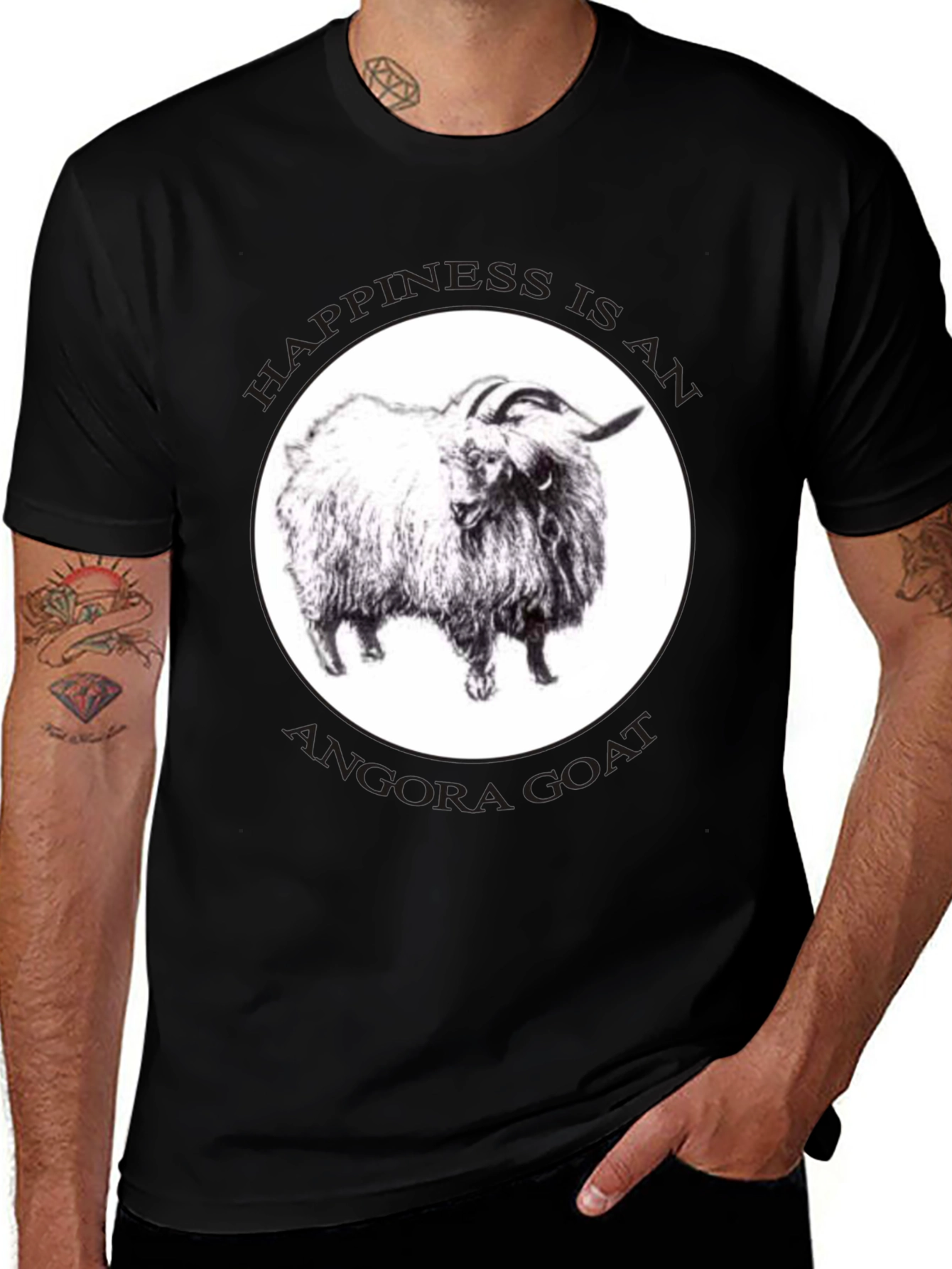 Angora Goat Happiness Black T-Shirt