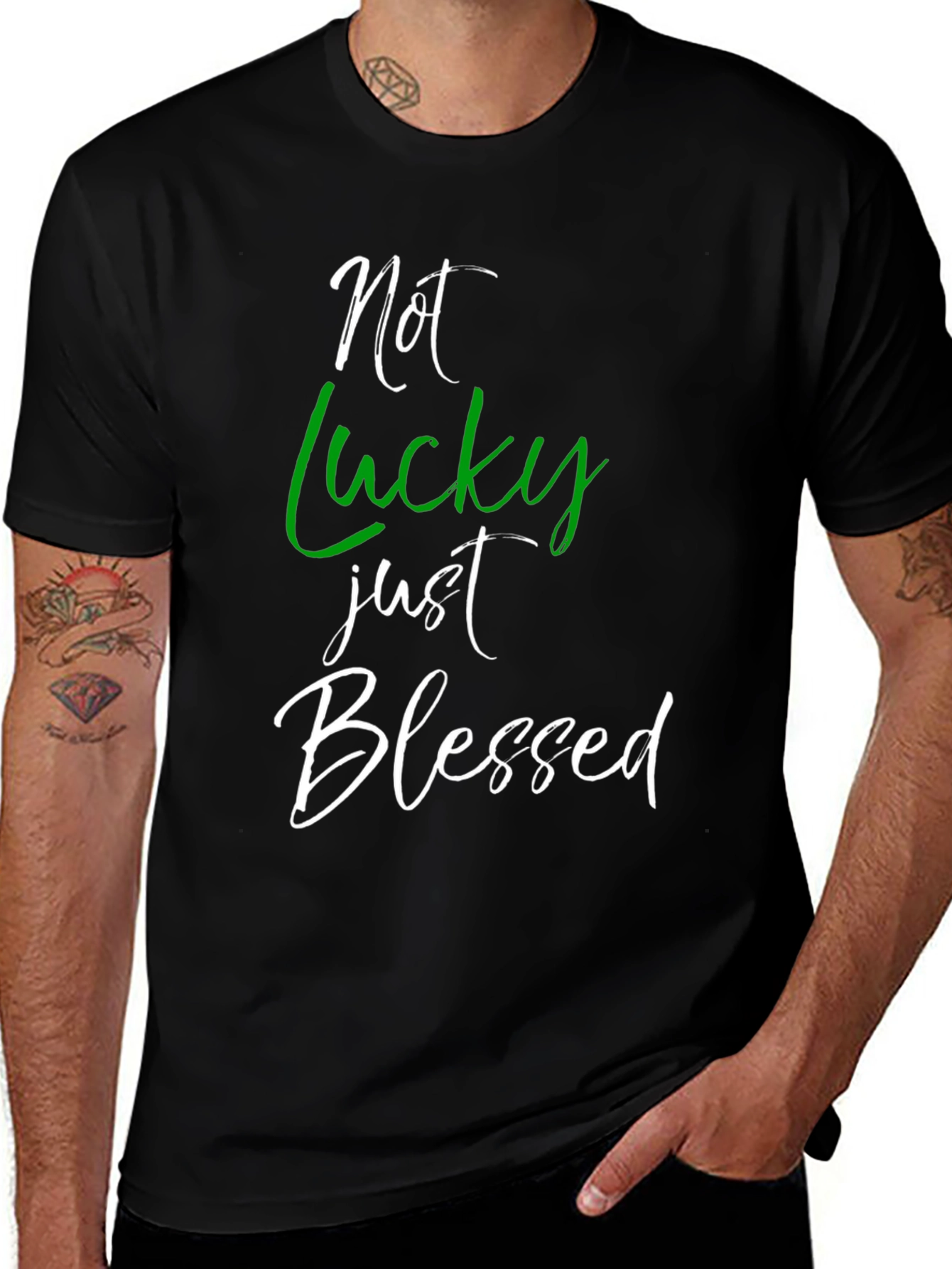 Variant 28 of Not Lucky Just Blessed Graphic Tee - Black