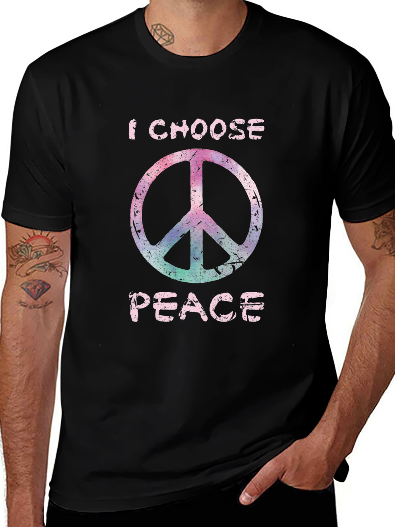 Variant 7 of I Choose Peace Graphic Tee - Stylish Black T-Shirt