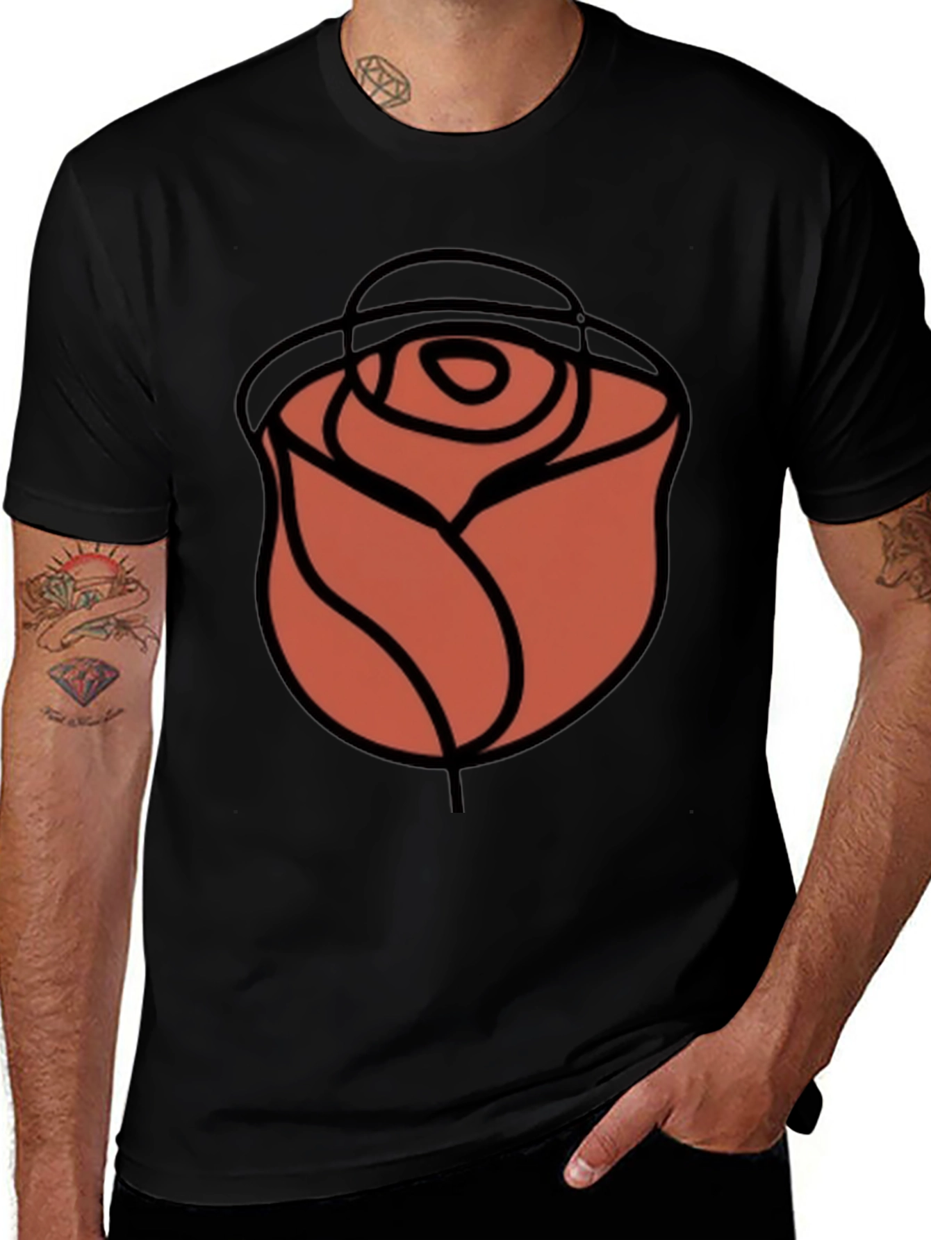 Variant 17 of Minimalist Rose Graphic T-Shirt - Stylish Casual Wear