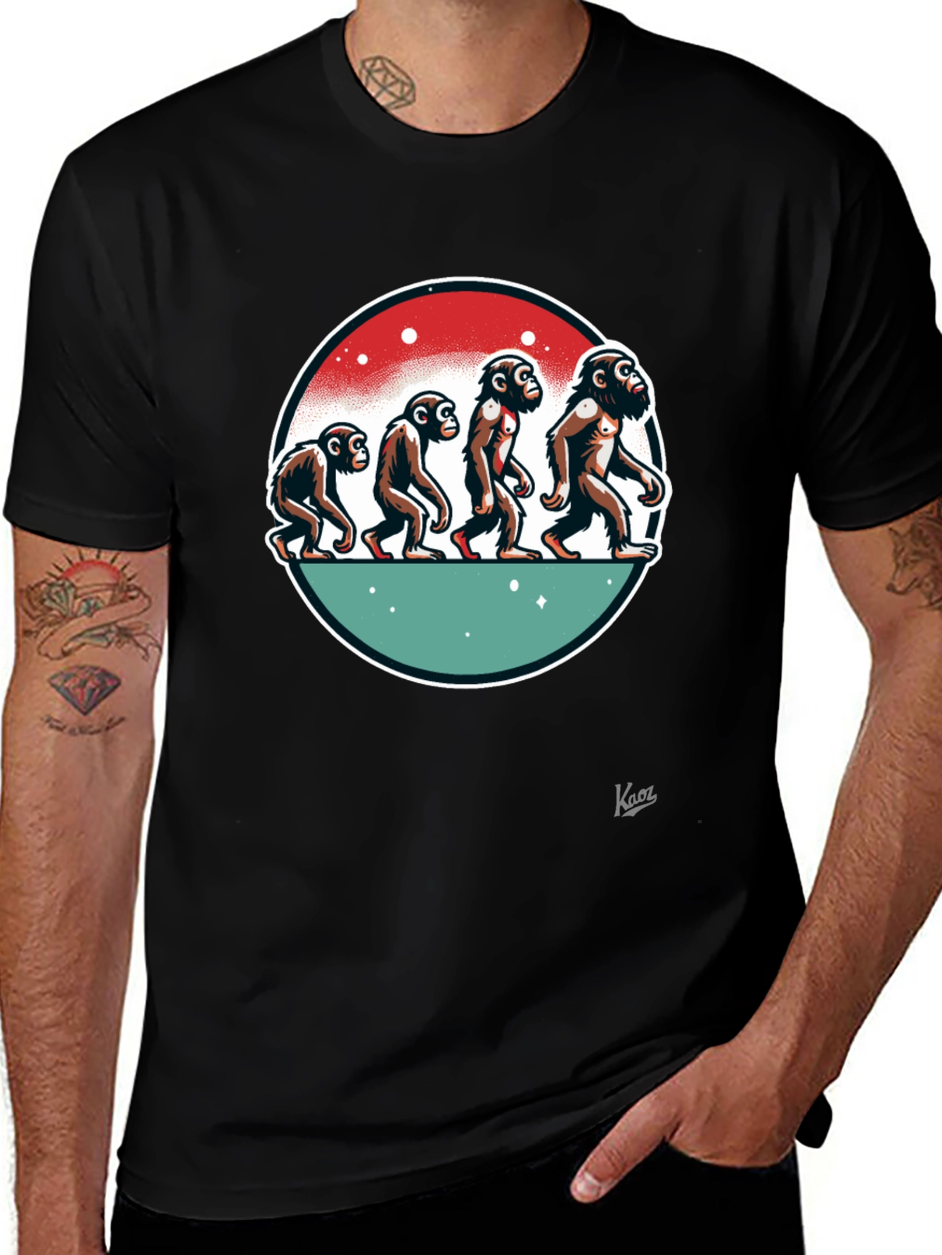 Variant 24 of Evolution of Man Black T-Shirt
