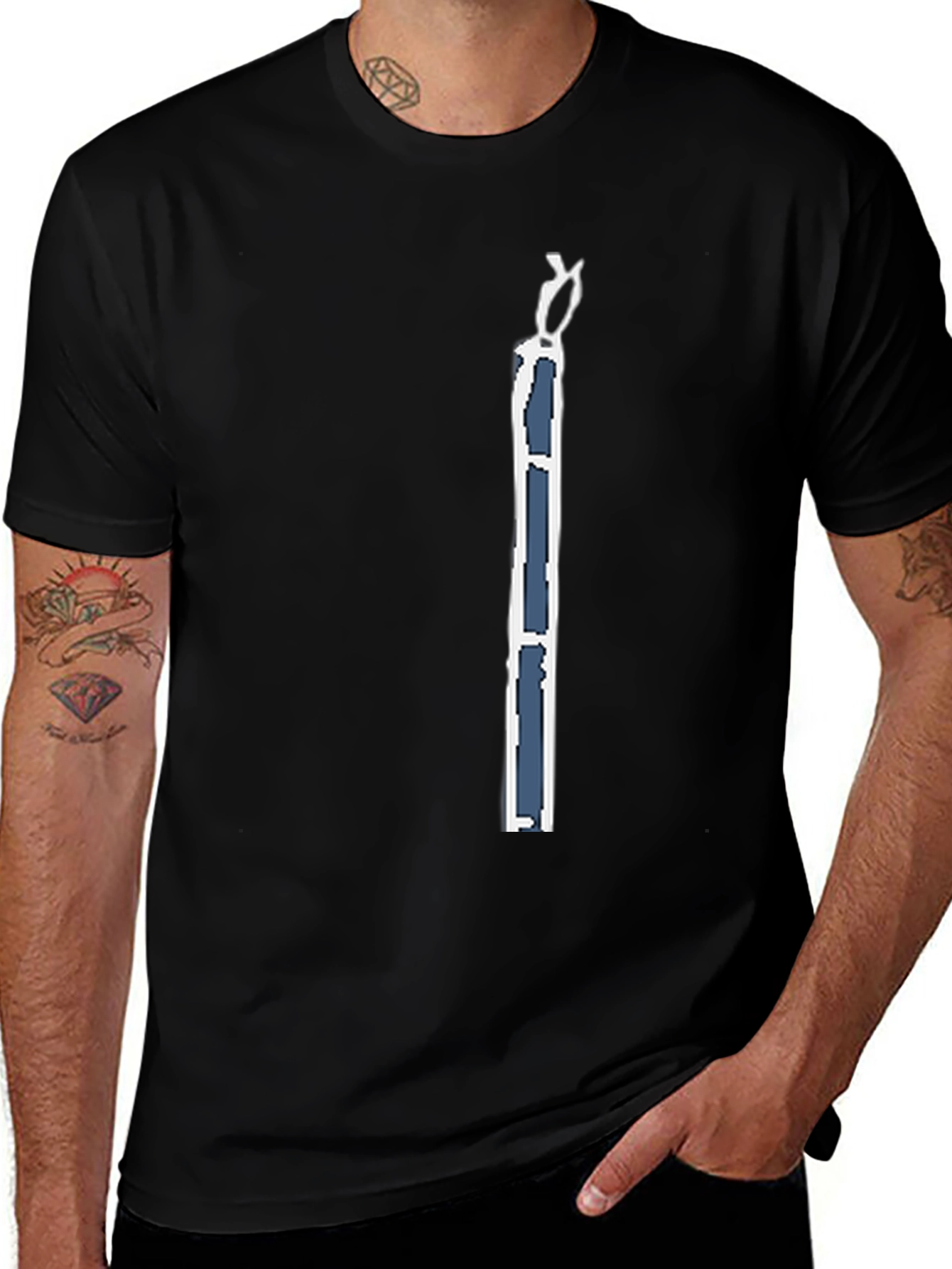 Variant 27 of Men's Black T-Shirt with Modern Art Graphic