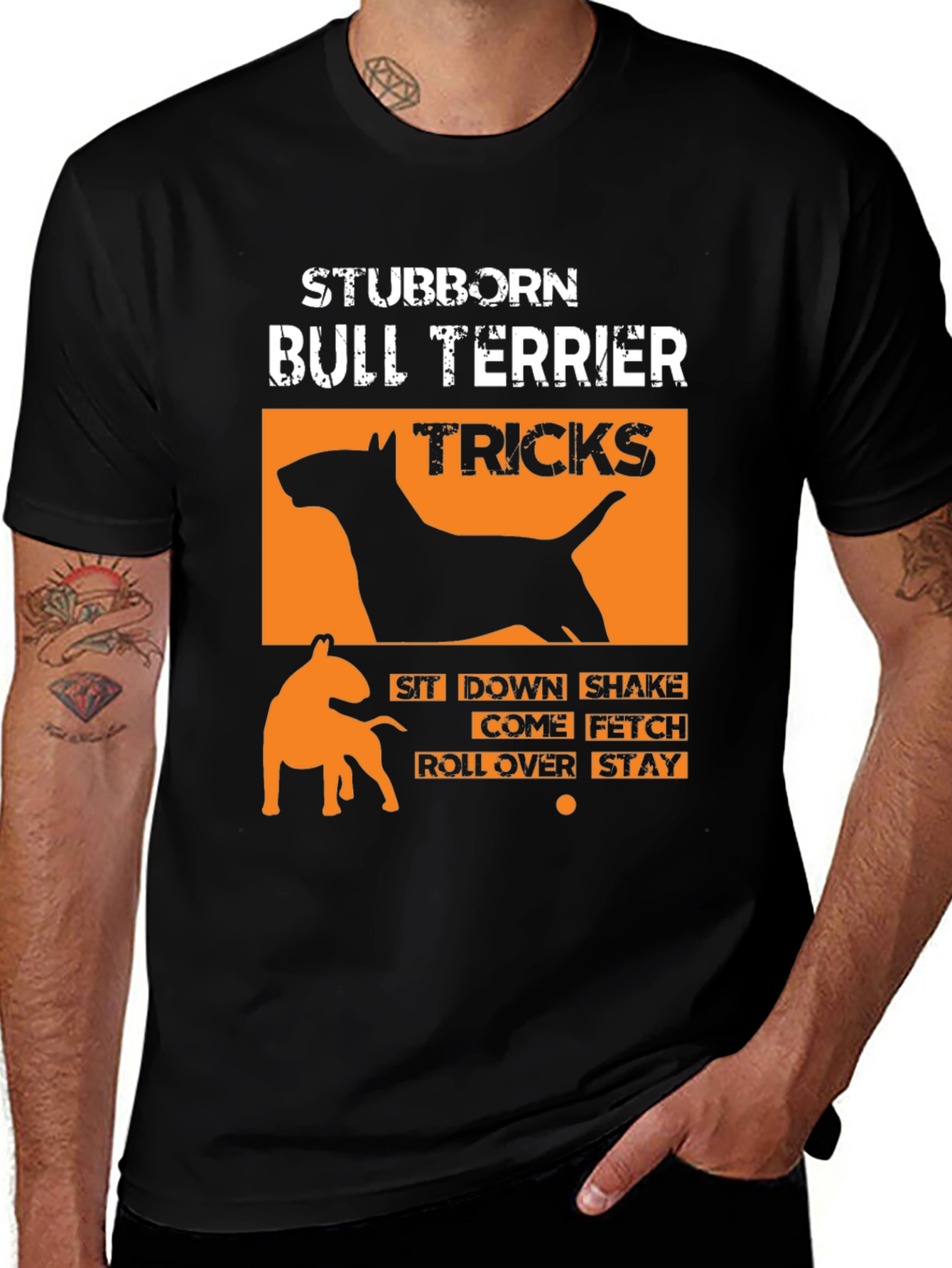 Stubborn Bull Terrier Tricks Graphic Tee