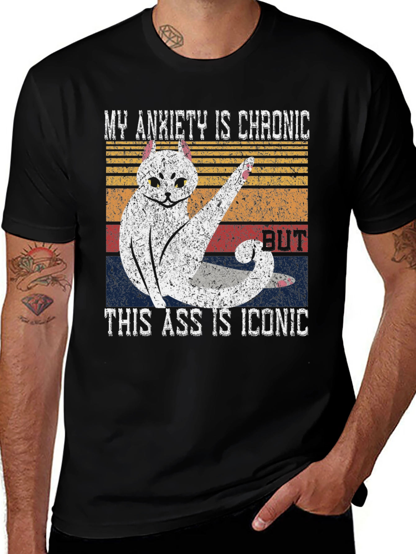 Variant 26 of Funny Cat Yoga T-Shirt - My Anxiety Is Chronic
