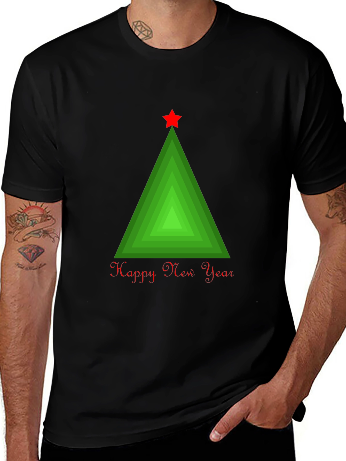Happy New Year Geometric Christmas Tree T-Shirt