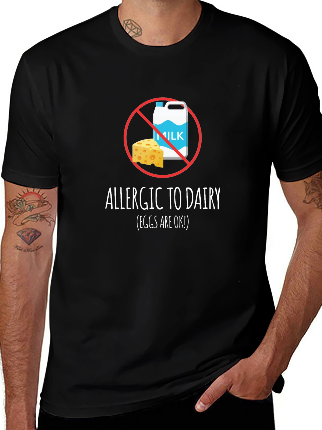 Dairy Allergy T-Shirt - Milk & Cheese Crossed Out
