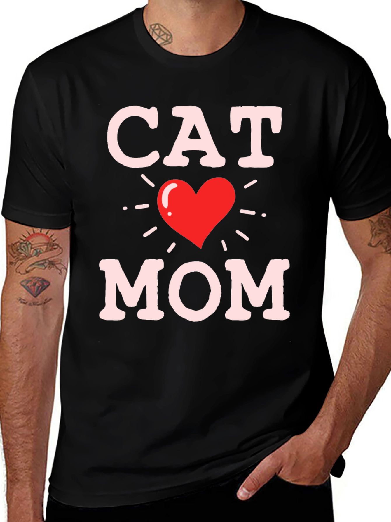 Variant 11 of Cat Mom T-Shirt - Heart Graphic Tee