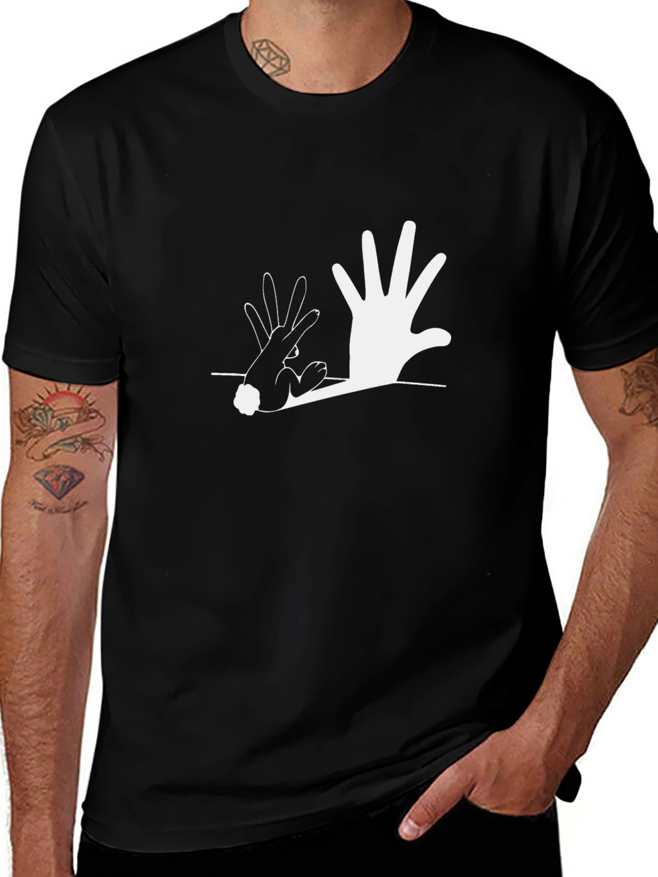 Rabbit Hand Shadow Graphic T-Shirt
