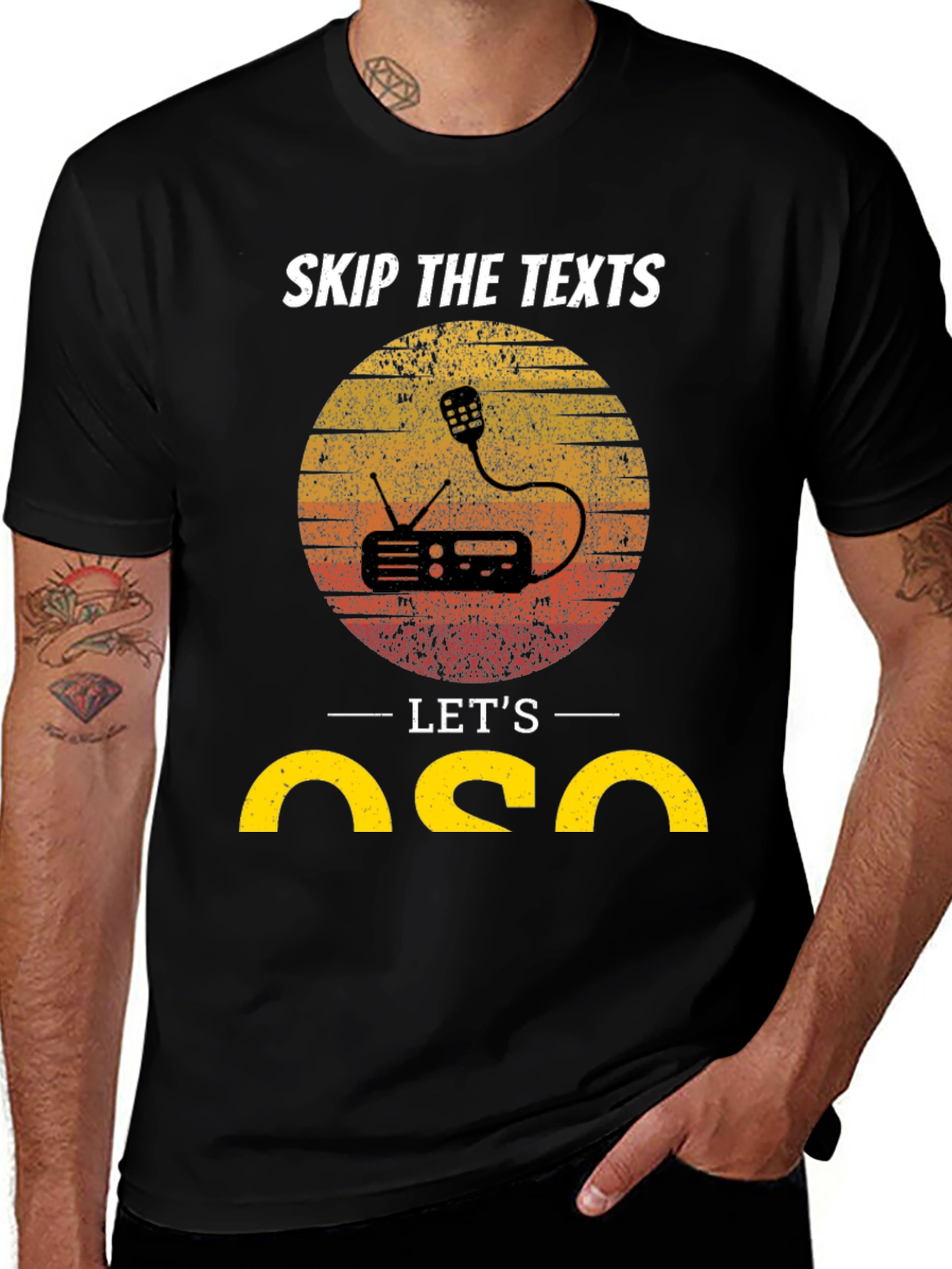 Variant 25 of Skip the Texts Let's QSO Ham Radio T-Shirt