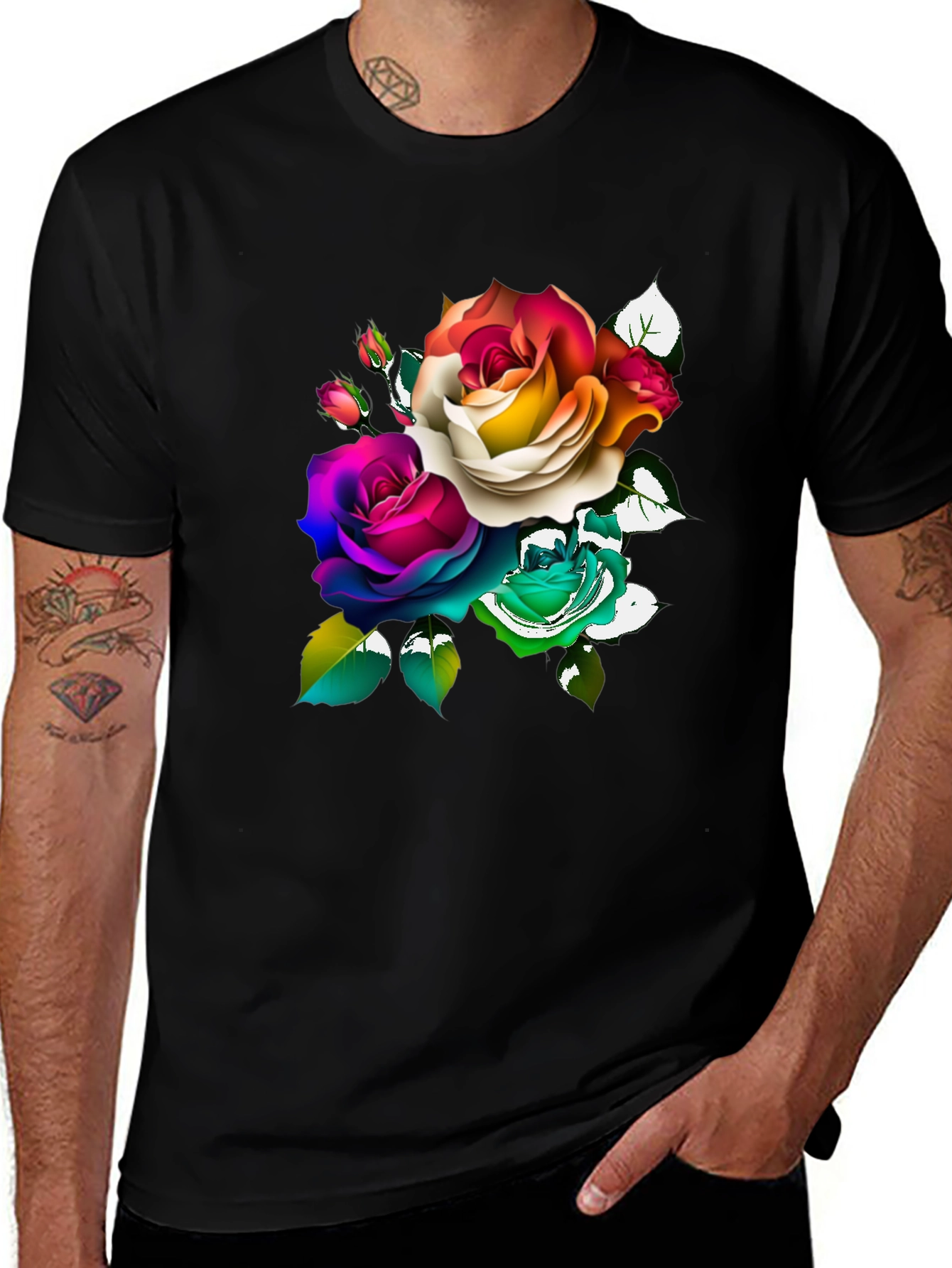 Variant 27 of Floral Graphic Black T-Shirt