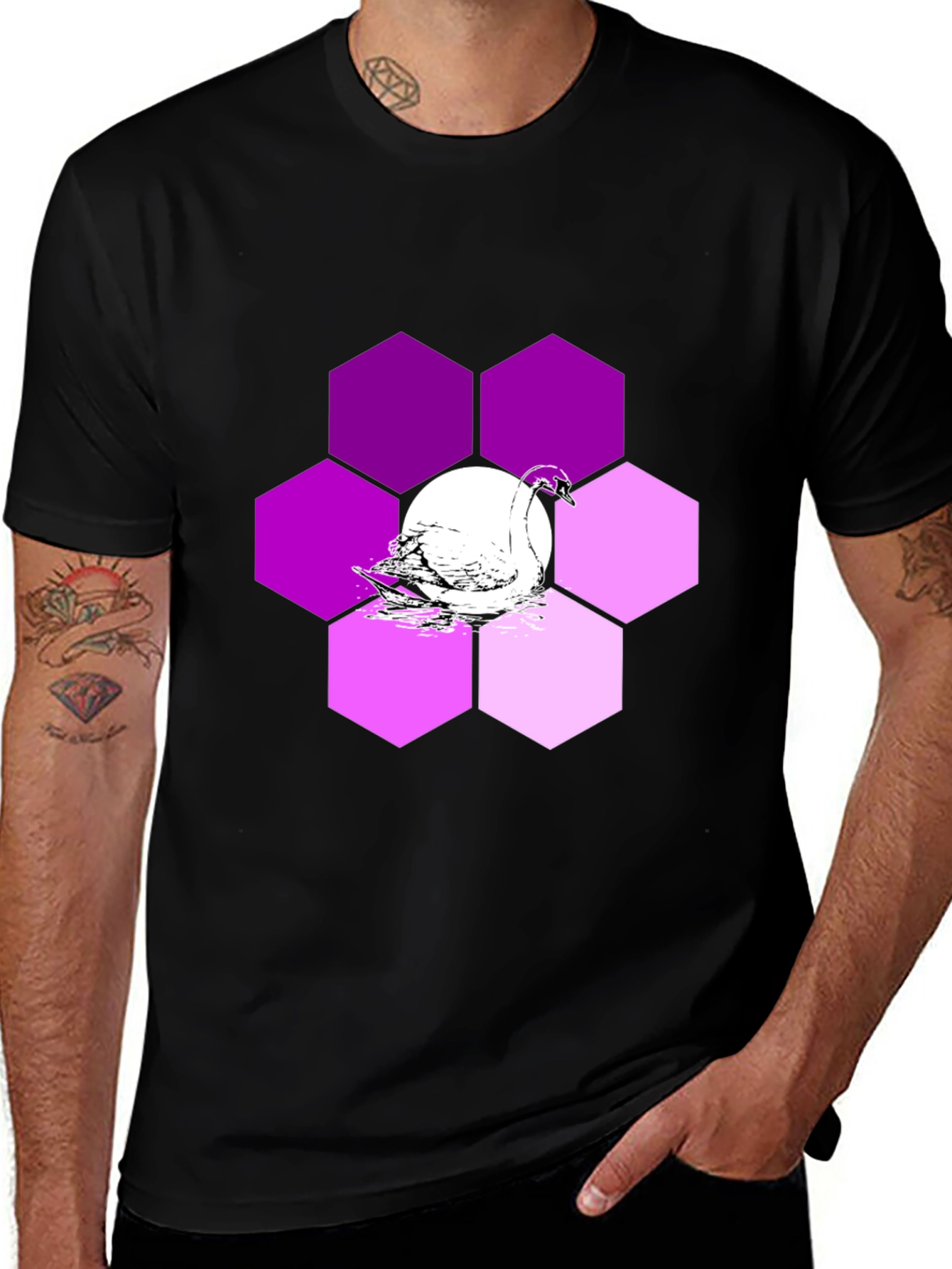 Variant 19 of Swan Hexagon Graphic T-Shirt - Stylish Men's Tee