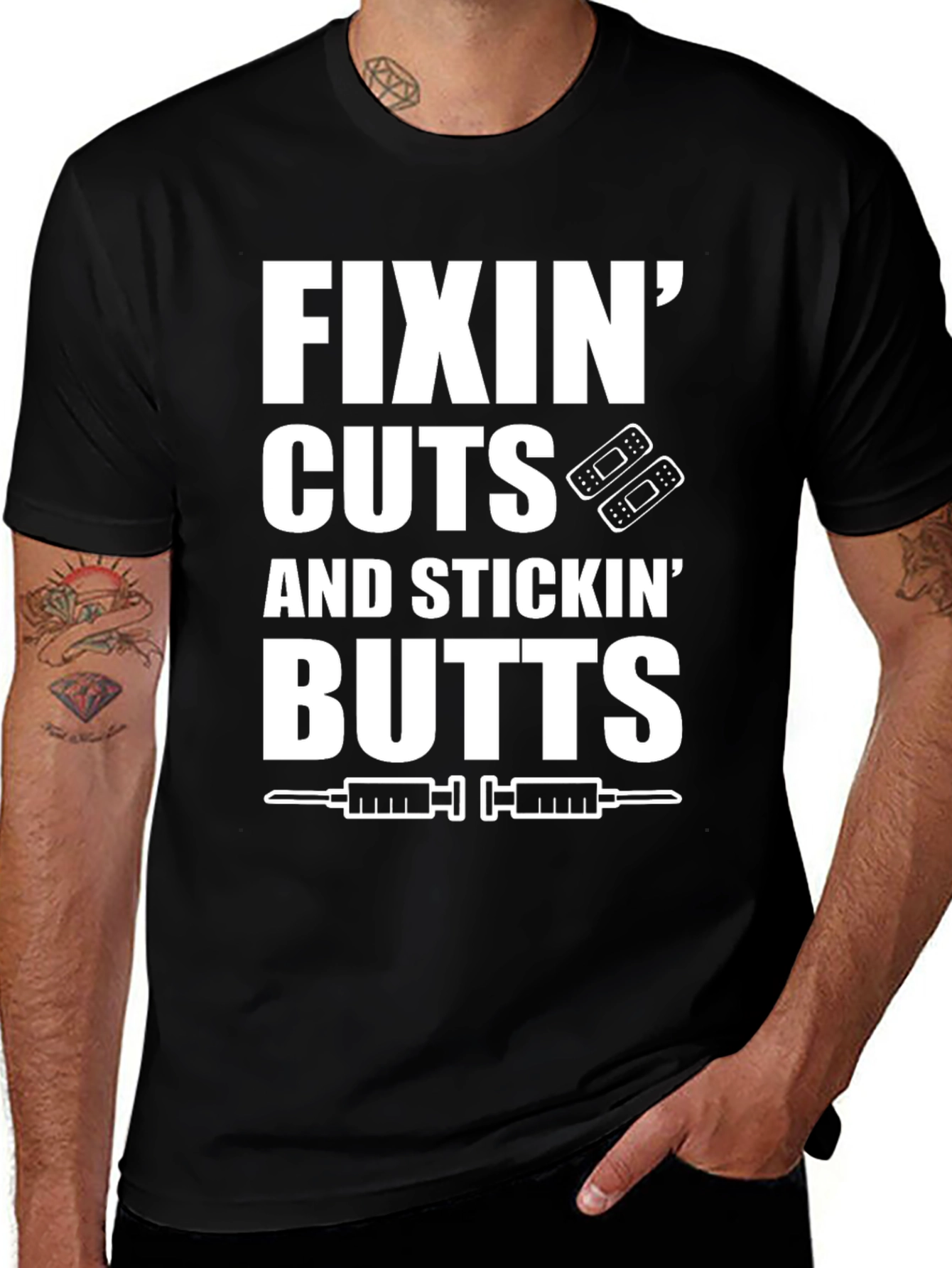 Variant 16 of Fixin' Cuts & Stickin' Butts Graphic Tee