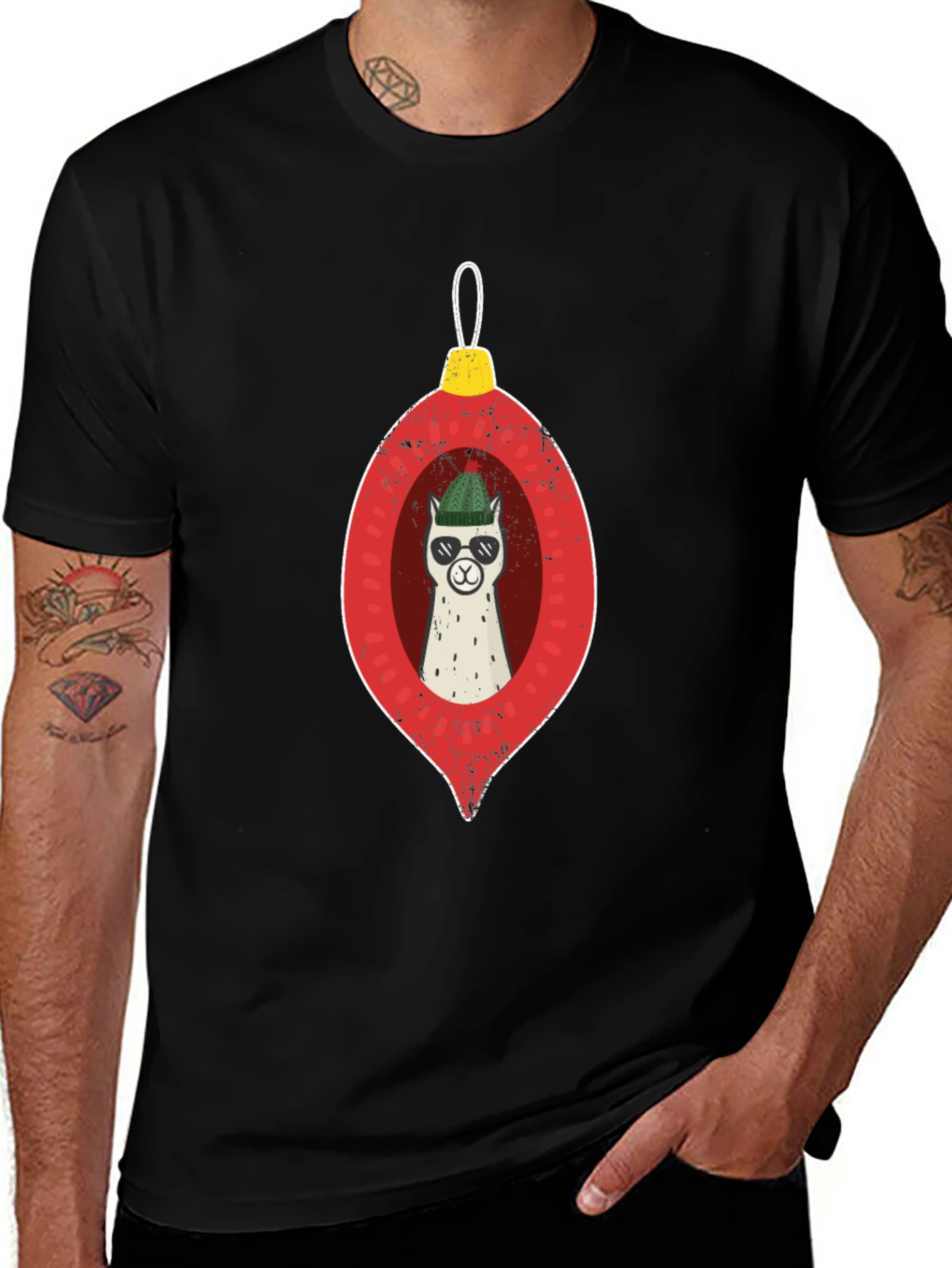 Variant 21 of Llama Ornament Graphic Tee - Holiday Cheer!