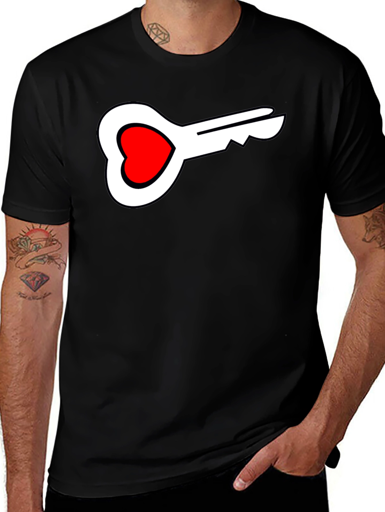 Heart Key Black T-Shirt - Unlock Your Style!