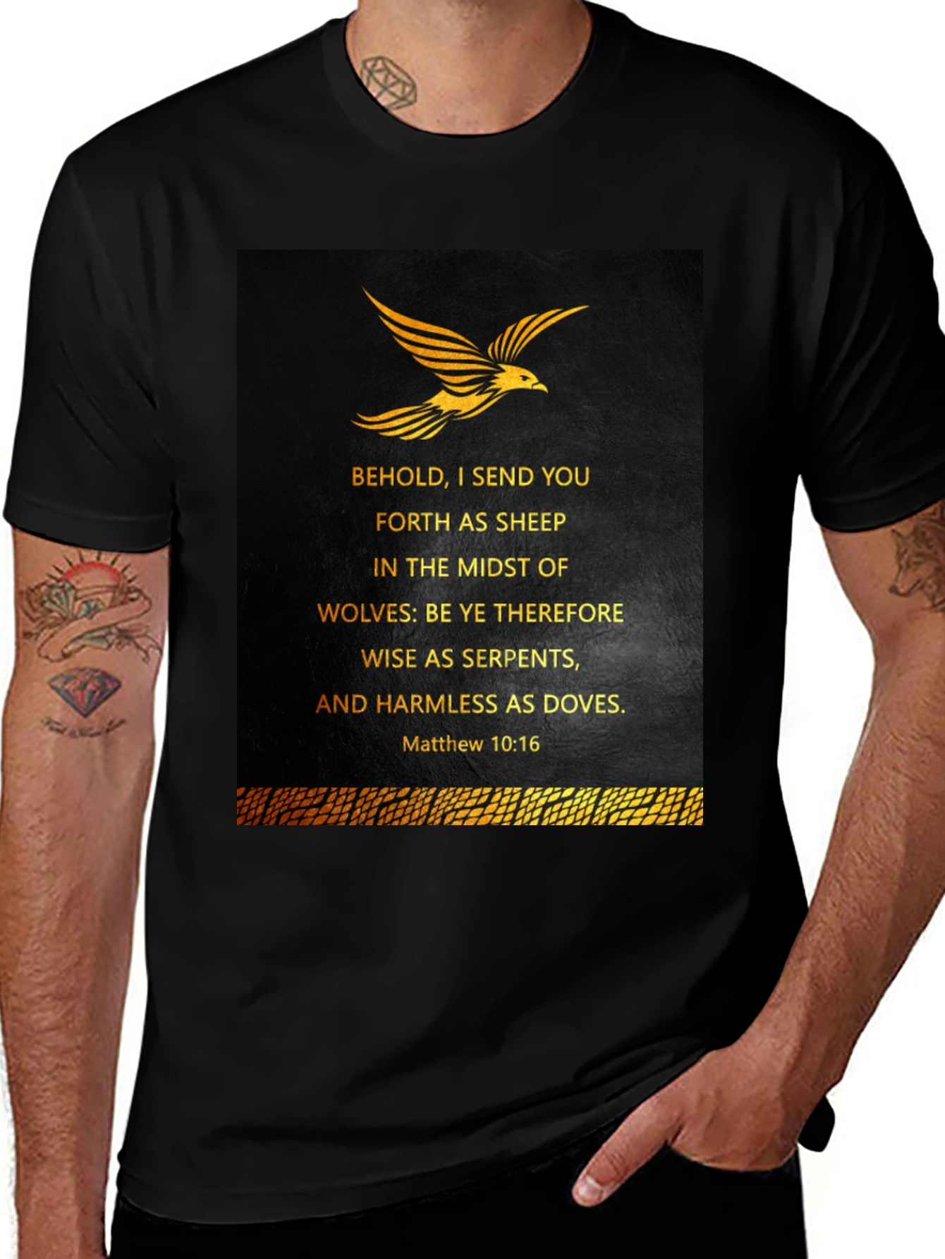 Black Behold I Send You Forth T-Shirt main image