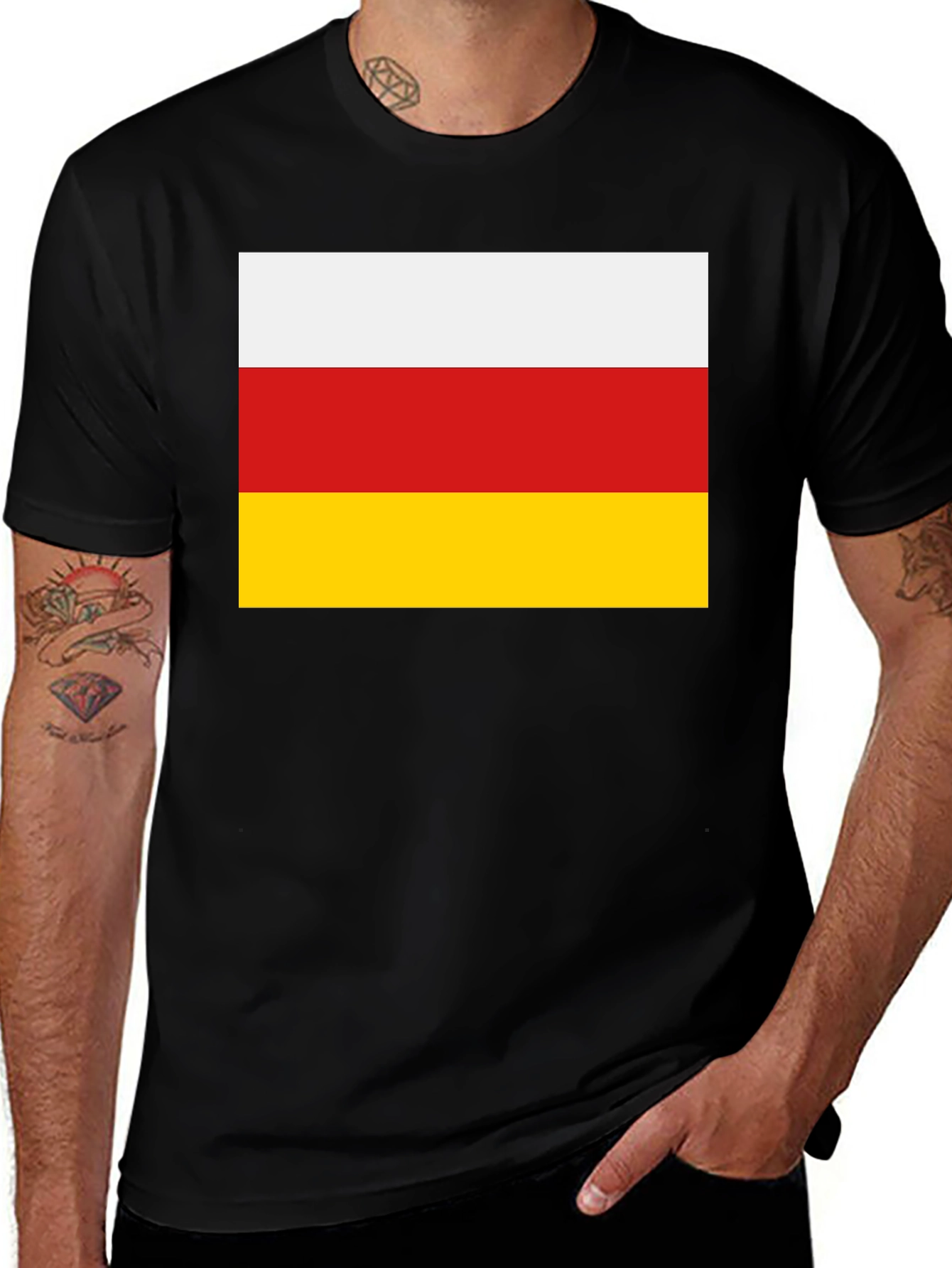 Variant 11 of South Ossetia Flag T-Shirt - Black Cotton Blend